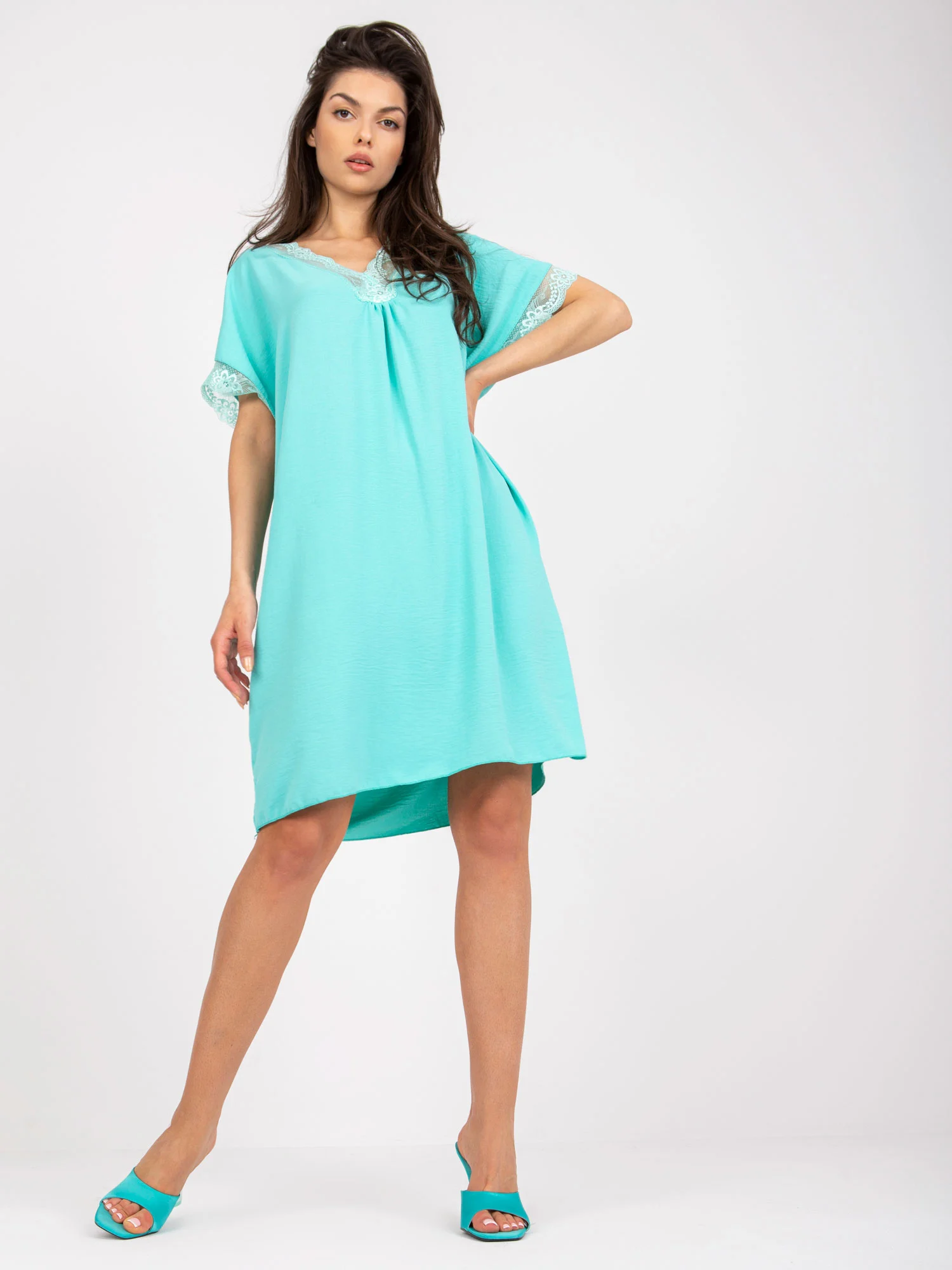 Rochie Dama Mini, Dantela, ITALY MODA, Menta - Image 2