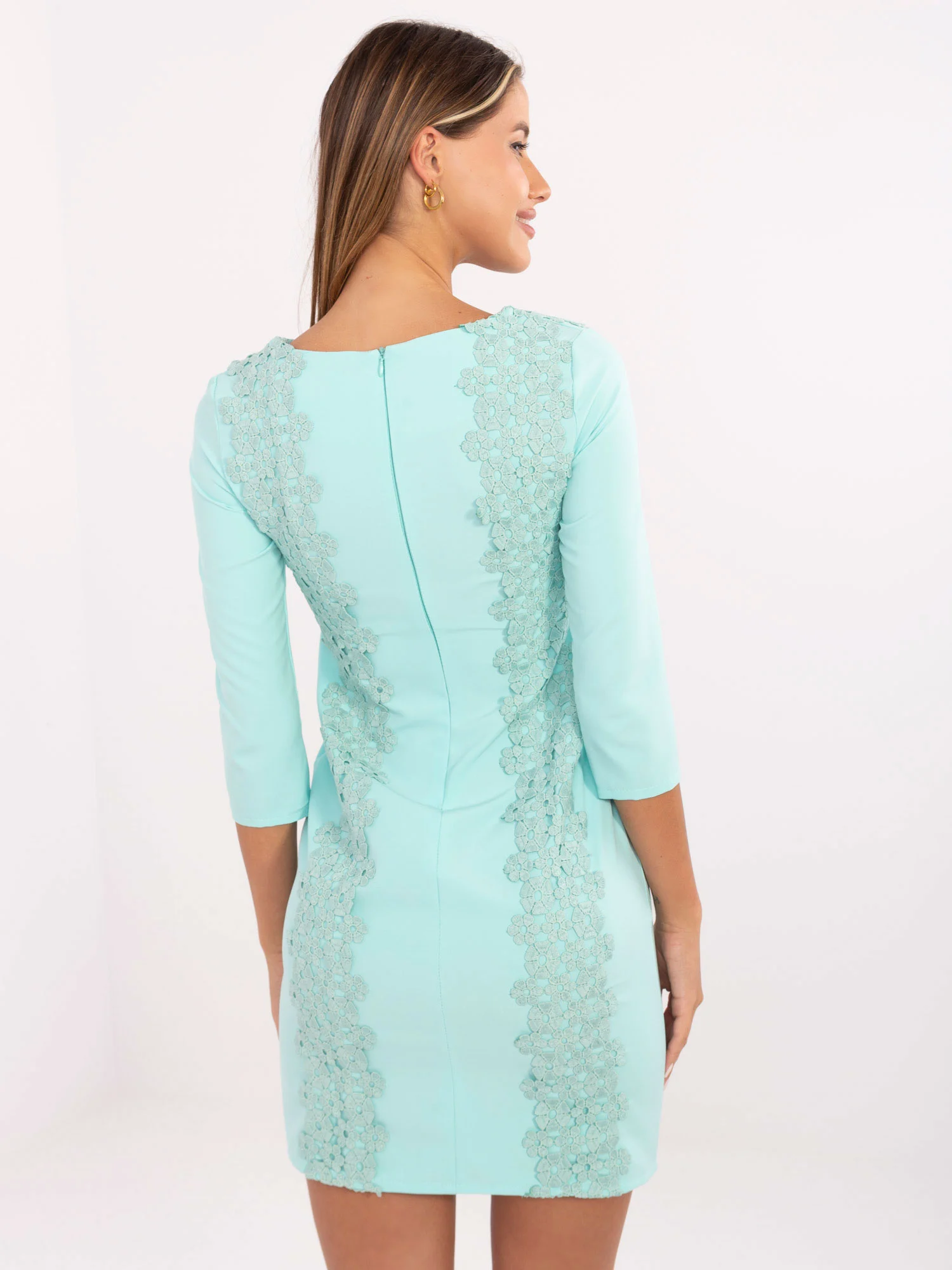 Rochie Dama Maneca 3/4, Floral, LAKERTA, Menta de Sarbatori - imagine 4