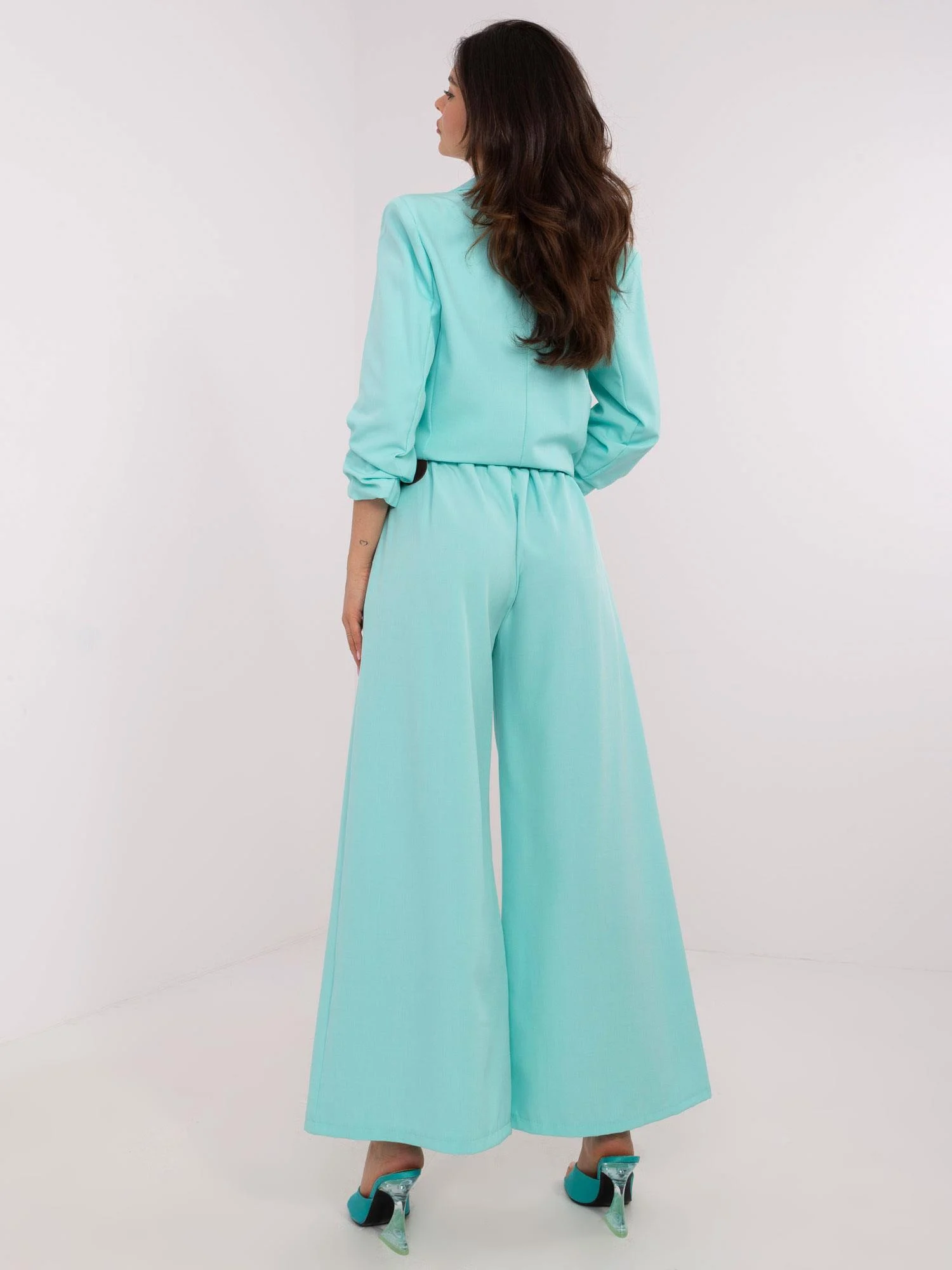 Pantaloni Dama Lejera, Guler inalt, ITALY MODA, Menta Eleganta Office - Image 3