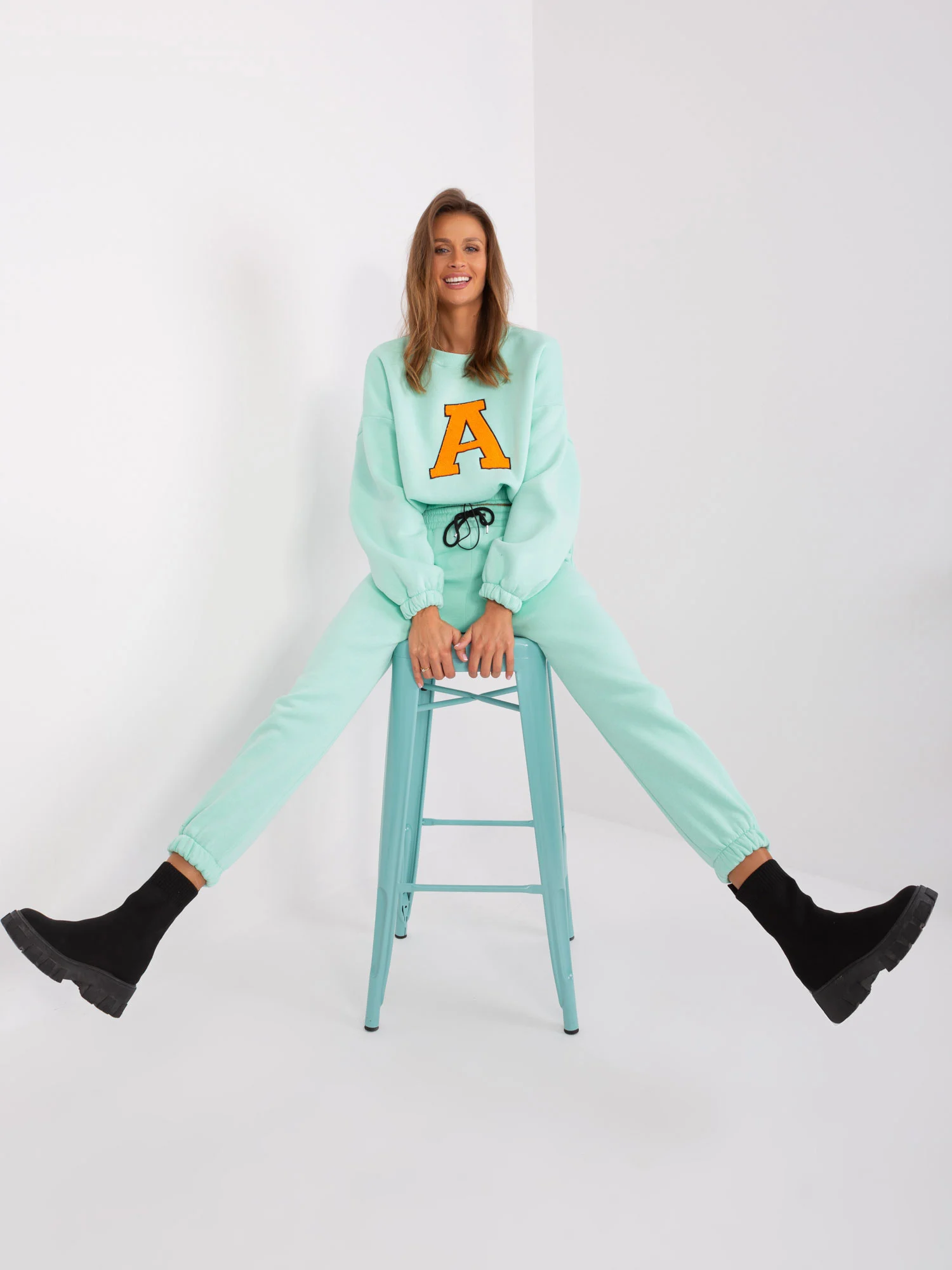 Compleu Dama Maneca lunga, Sport, My Red Lips, Menta Casual - imagine 5