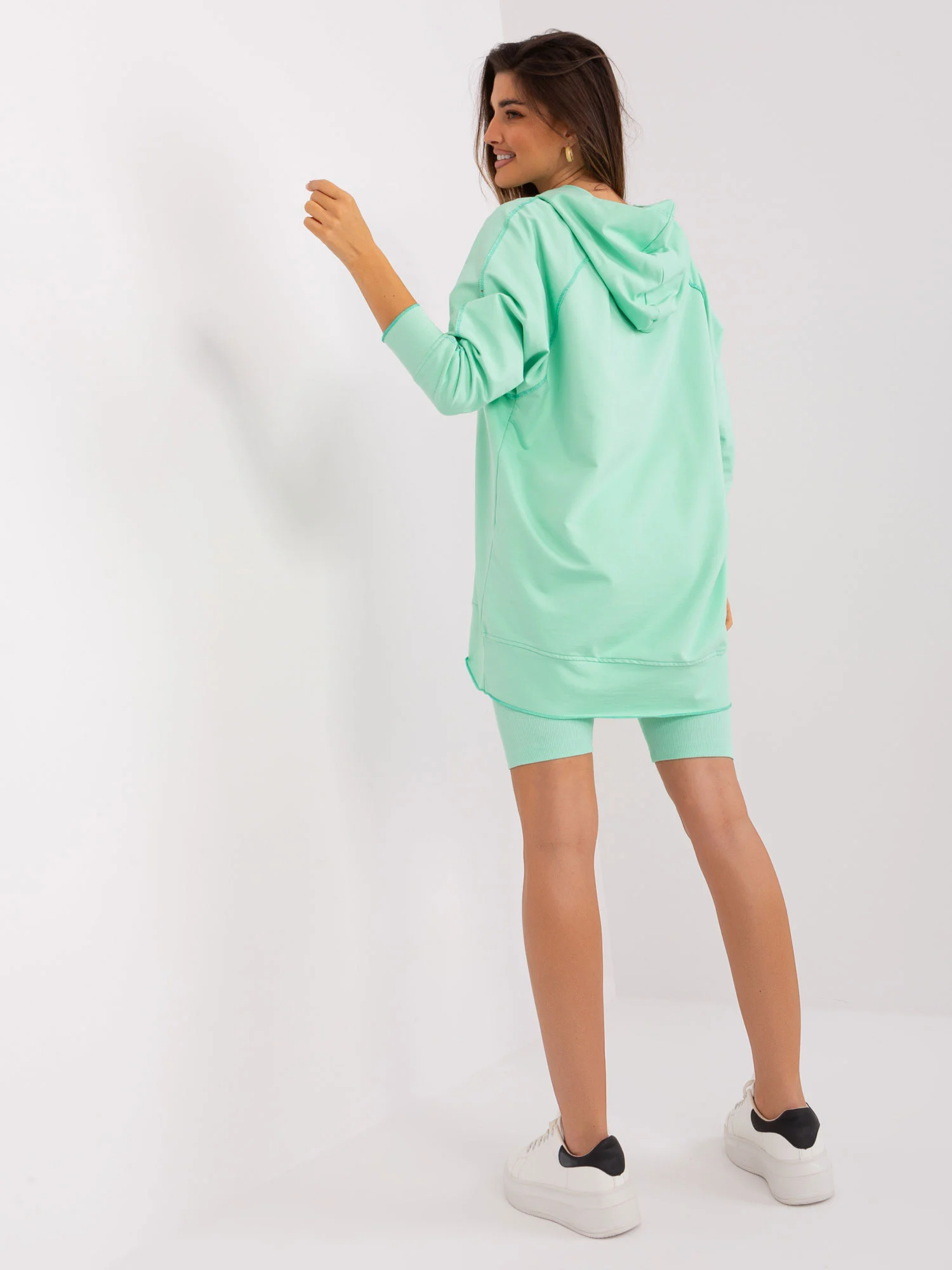 Compleu Dama Maneca lunga, Dungi, My Red Lips, Menta Casual - Image 3
