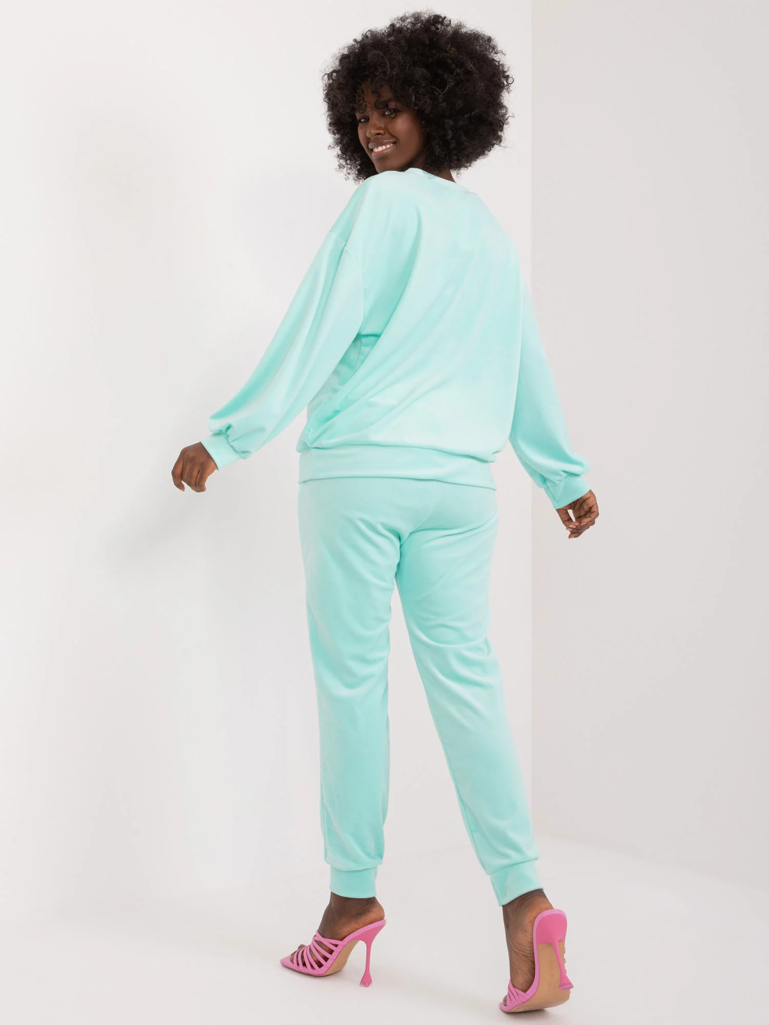 Compleu Dama Maneca lunga, Floral, ITALY MODA, Menta Casual - imagine 7