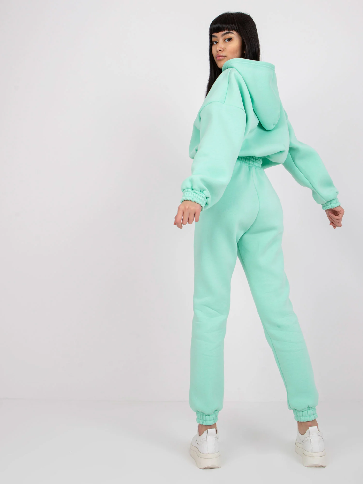Compleu Dama Maneca lunga, Mansete elastice, ex moda, Menta Casual - imagine 2