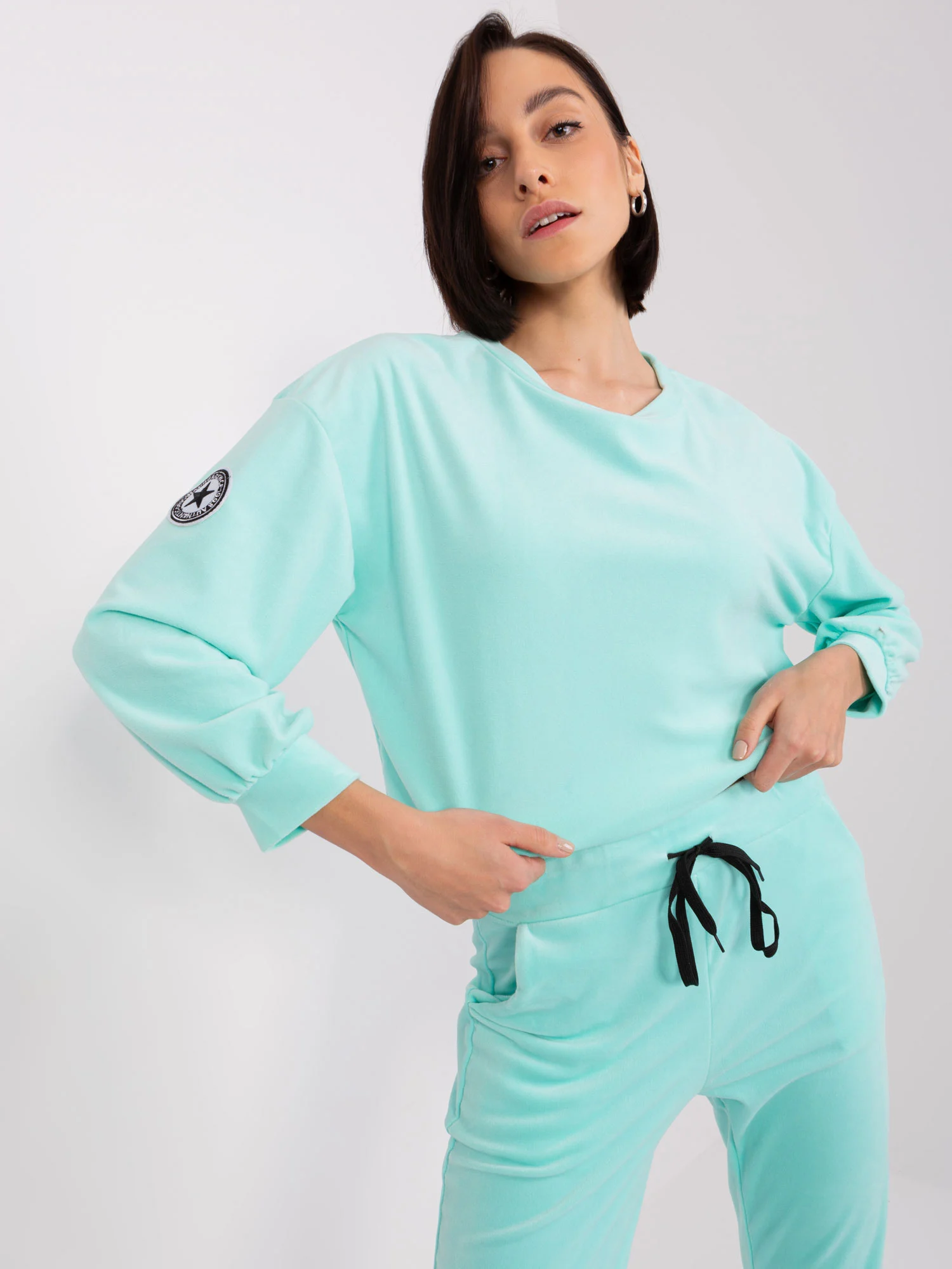 Compleu Dama Maneca lunga, Mansete elastice, ITALY MODA, Menta - imagine 4