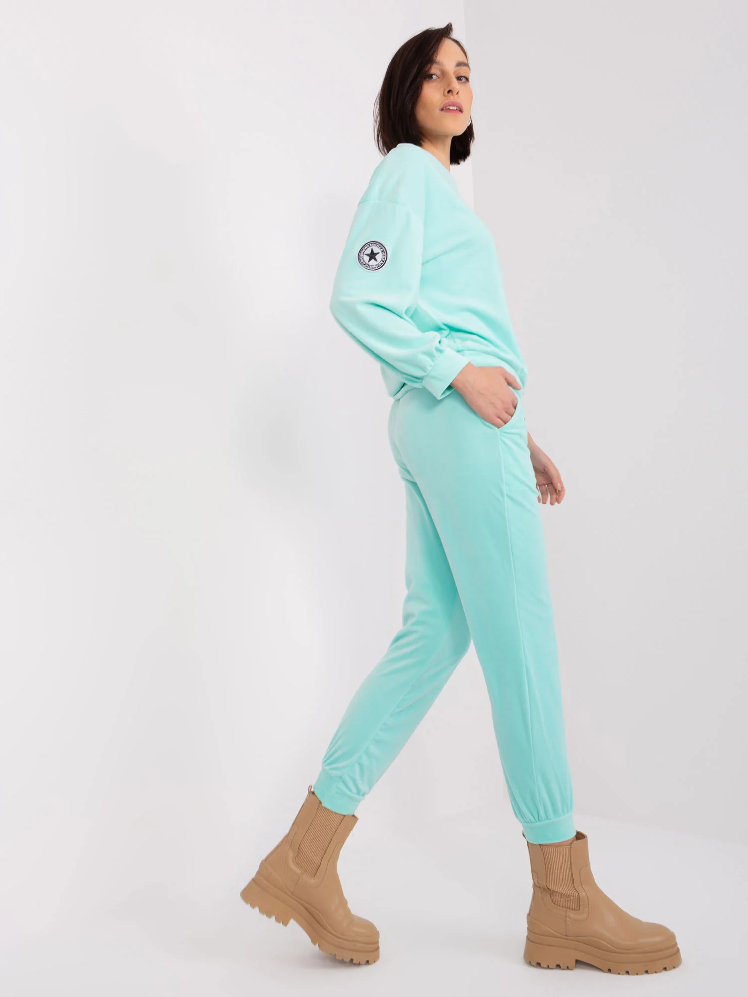 Compleu Dama Maneca lunga, Mansete elastice, ITALY MODA, Menta - imagine 6
