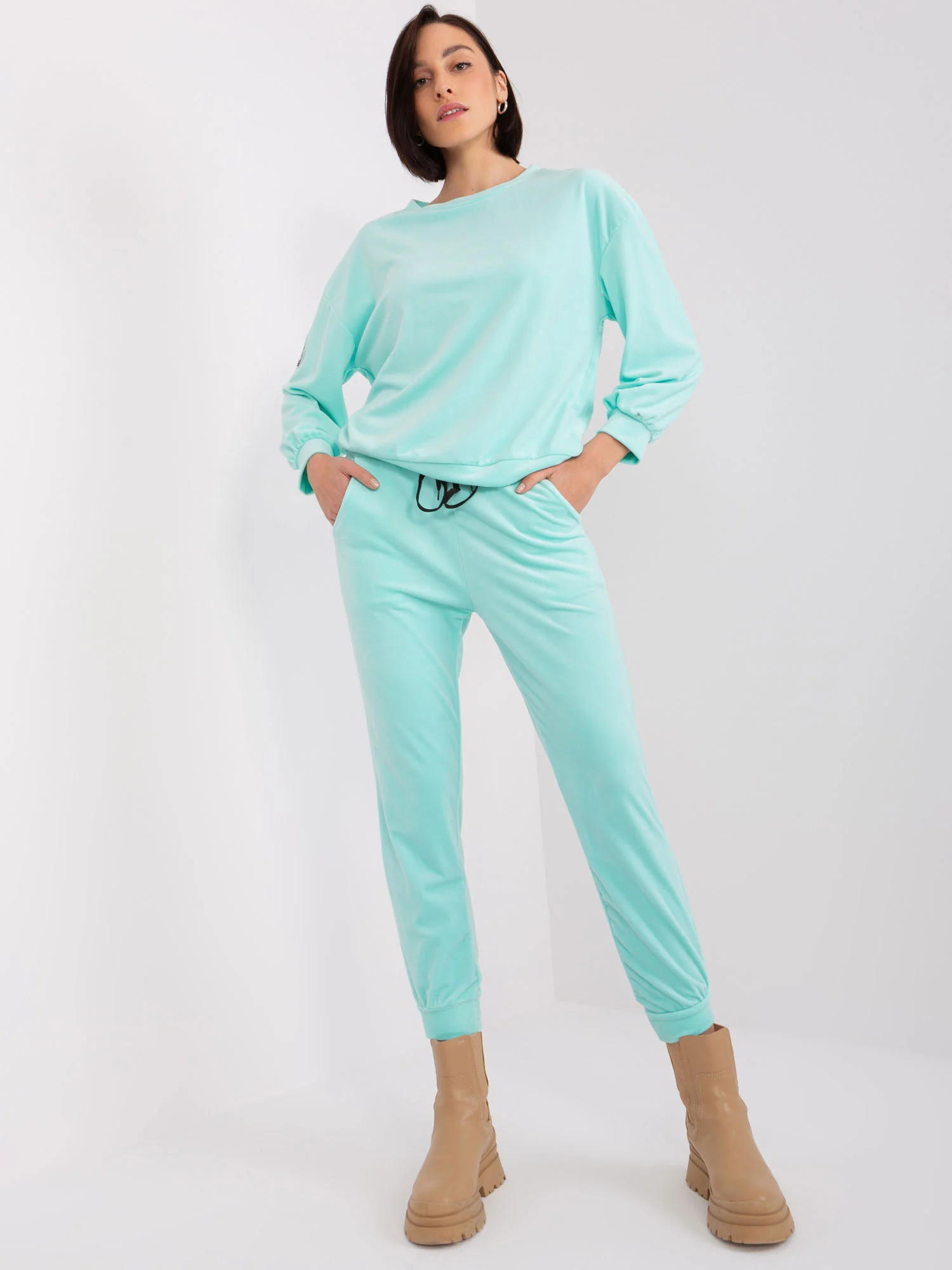 Compleu Dama Maneca lunga, Mansete elastice, ITALY MODA, Menta - imagine 3