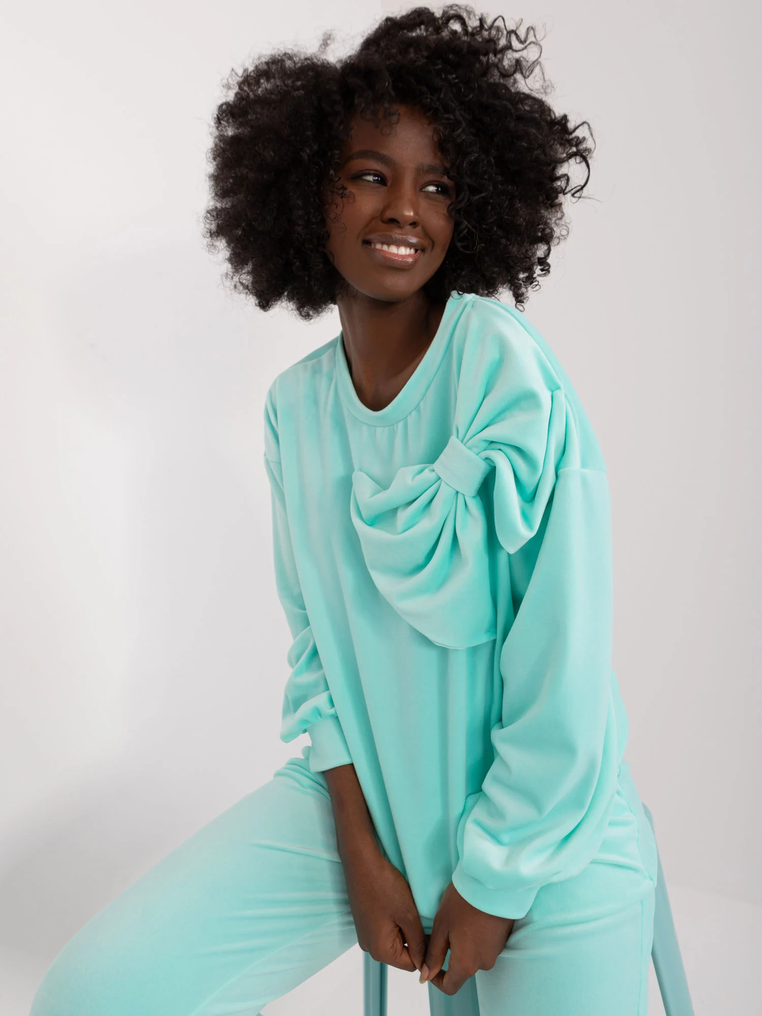 Compleu Dama Maneca lunga, Mansete elastice, ITALY MODA, Menta Casual - imagine 5