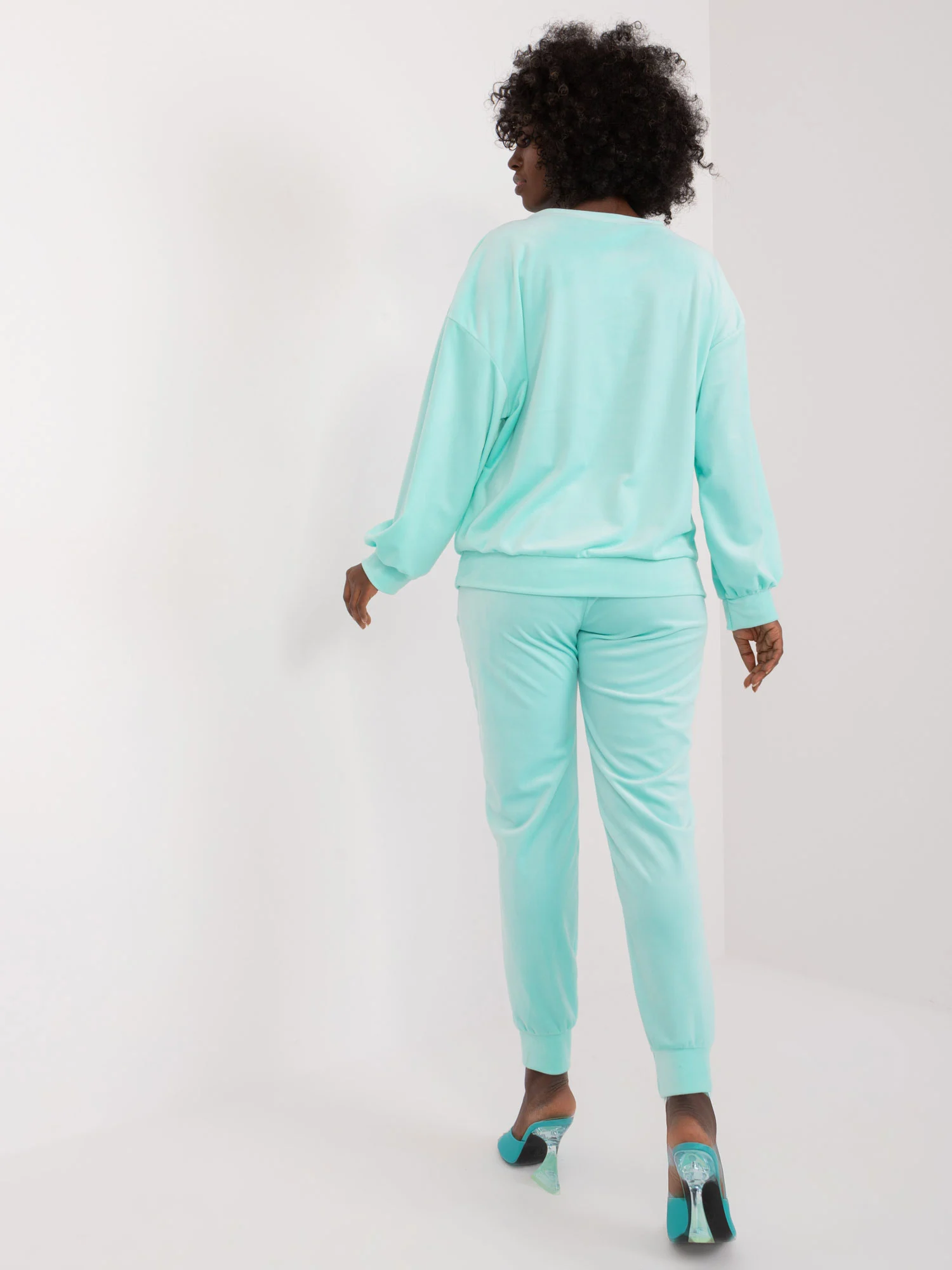 Compleu Dama Maneca lunga, Mansete elastice, ITALY MODA, Menta Casual - imagine 6
