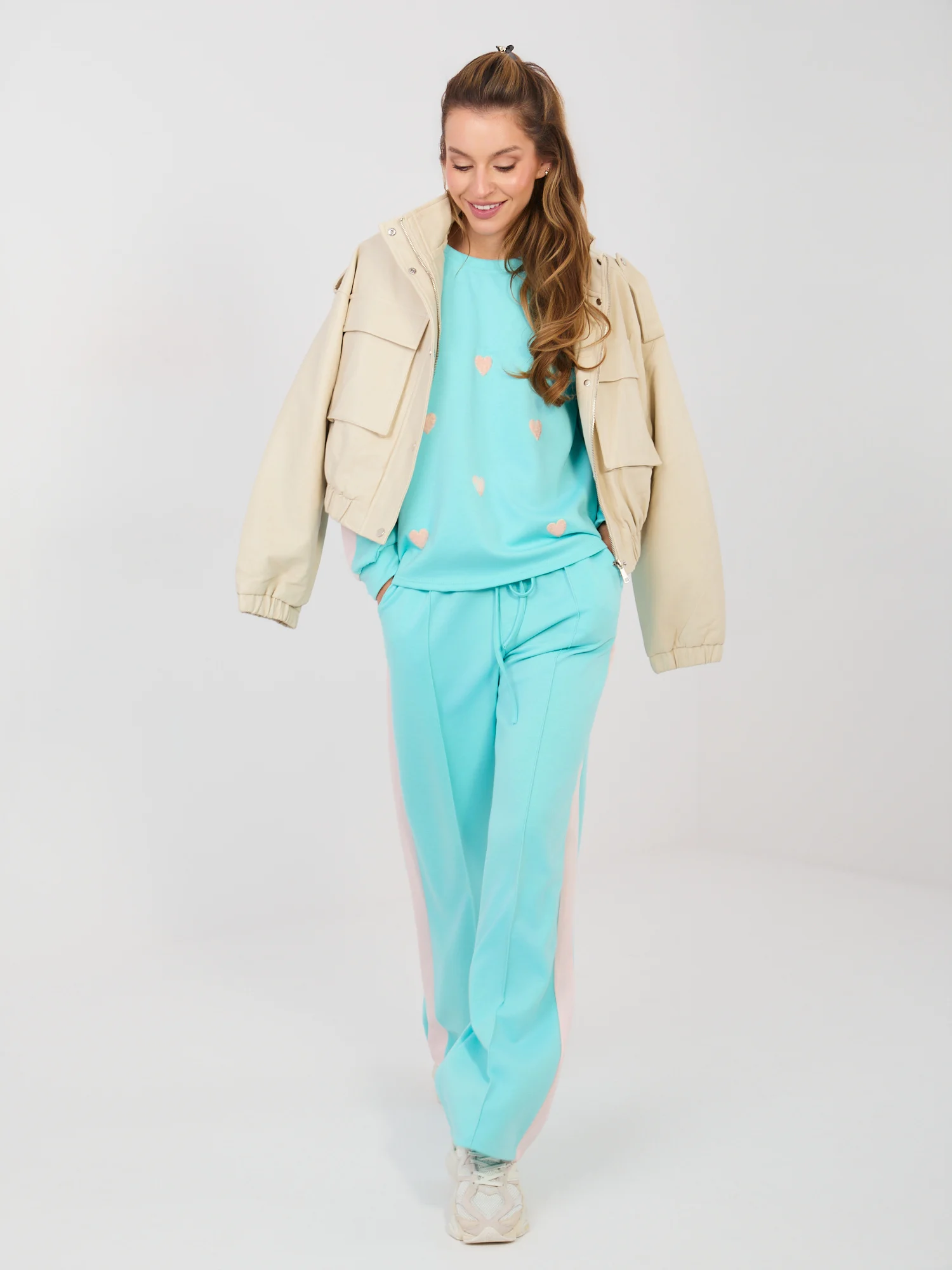 Compleu Dama Maneca lunga, Imprimat, RUE PARIS, Menta Casual - imagine 4