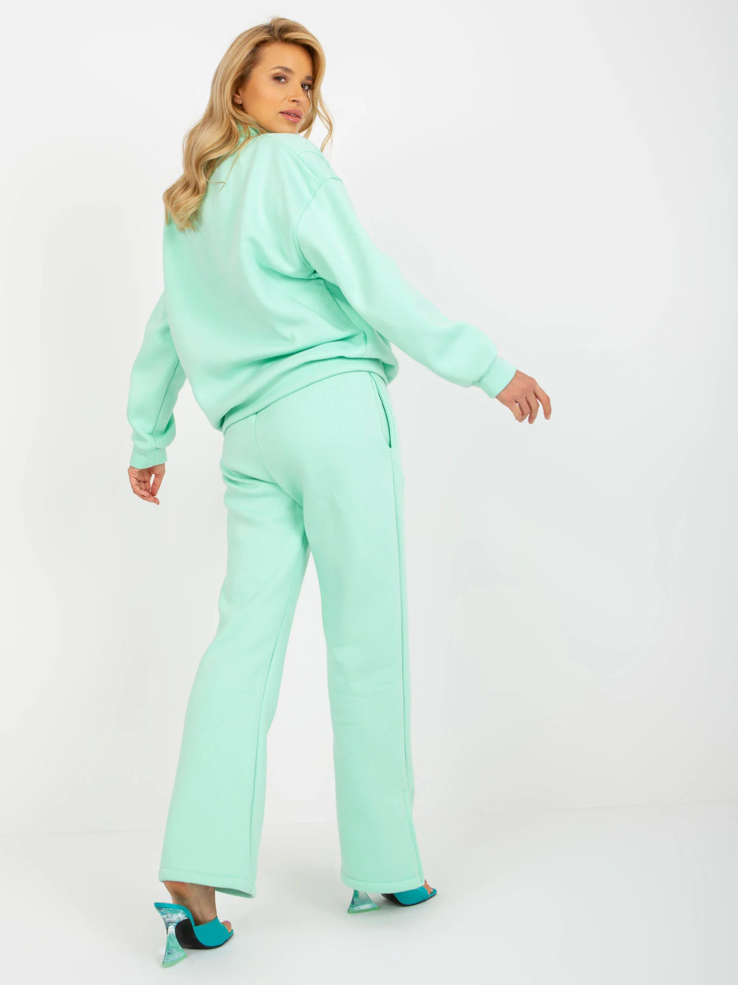 Compleu Dama Maneca lunga, Larga, Your Red Lips, Menta Casual - imagine 2