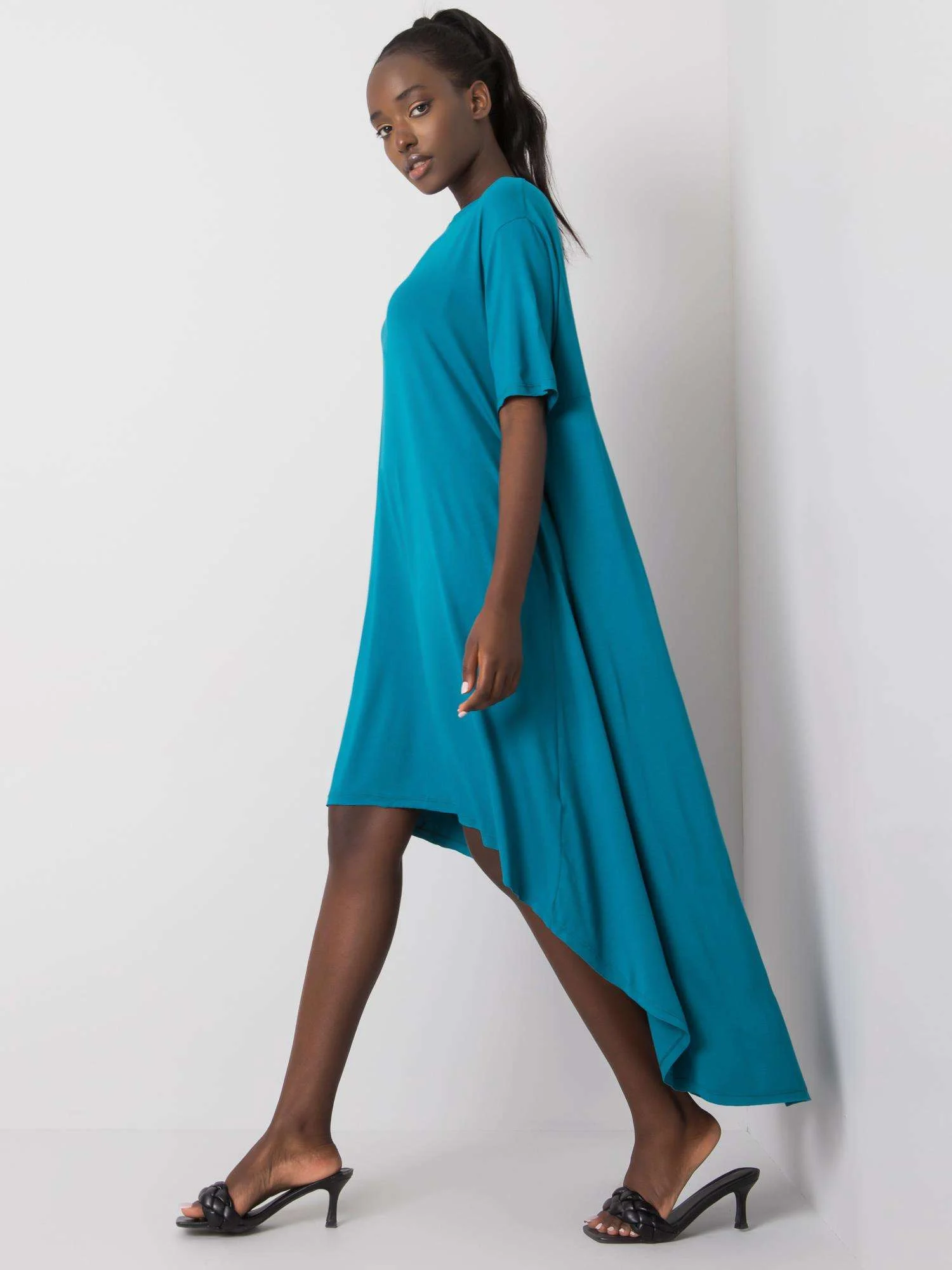 Rochie Dama Midi, Rochie asimetrica, RUE PARIS, Verde de Vara - Image 4