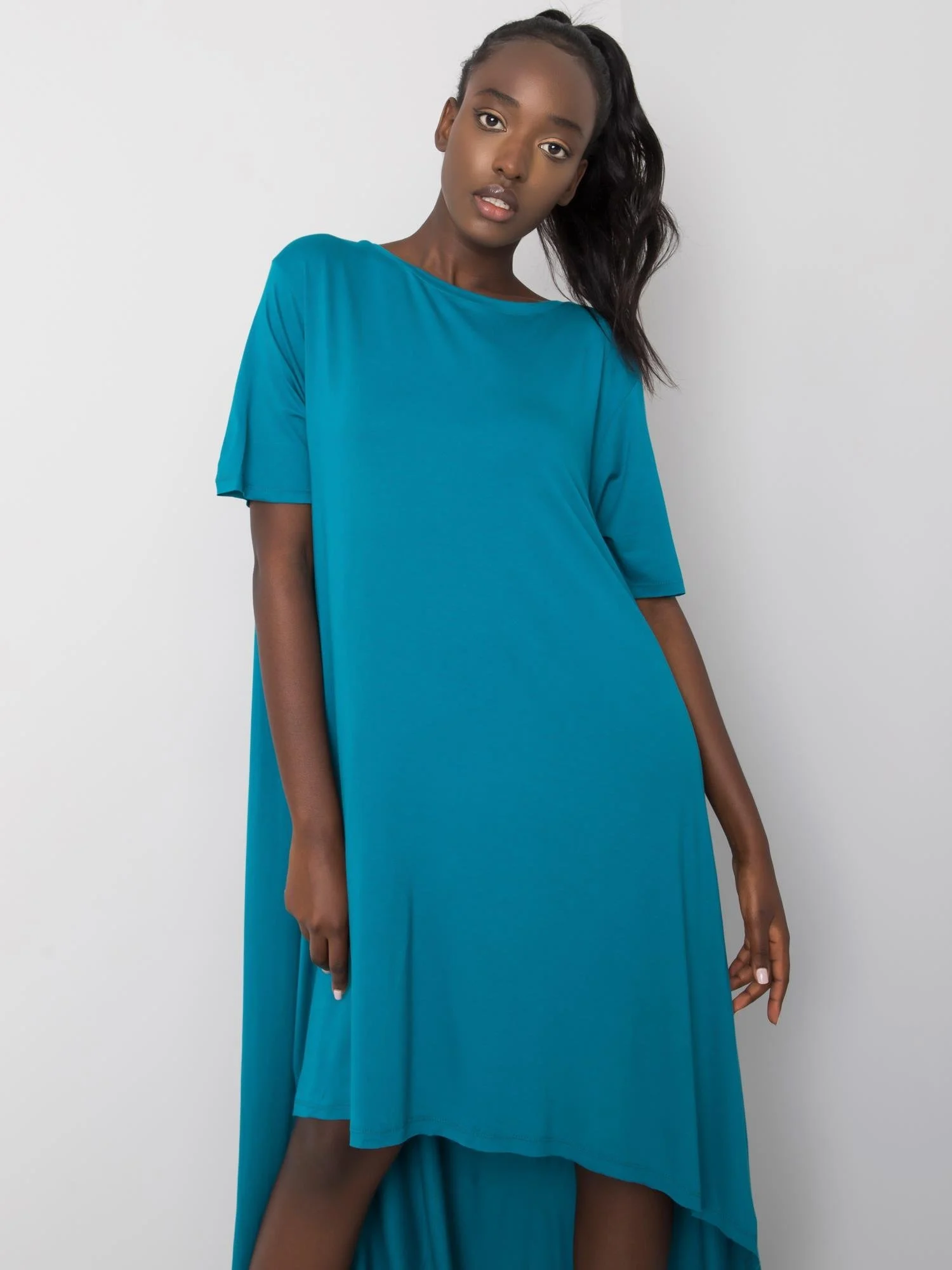 Rochie Dama Midi, Rochie asimetrica, RUE PARIS, Verde de Vara - Image 2