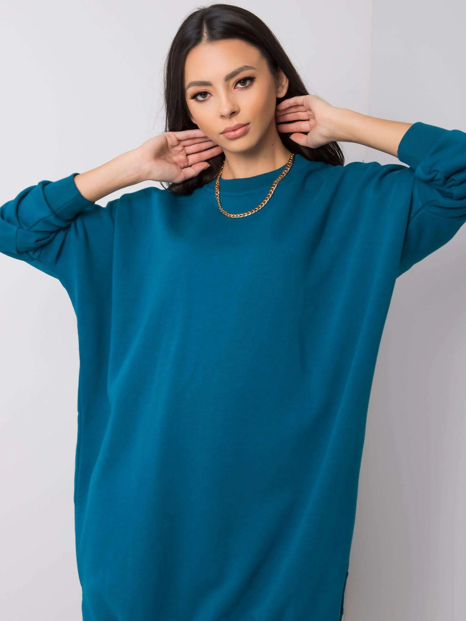 Rochie Dama Mini, Decolteu rotund, RELEVANCE, Verde Eleganta Office - imagine 4