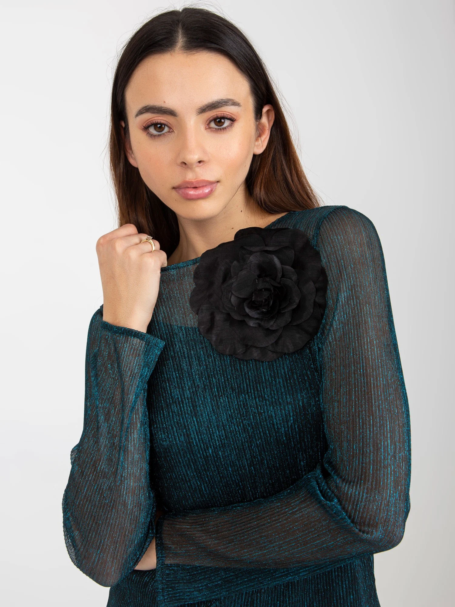 Compleu Dama Maneca lunga, Elegant, LAKERTA, Verde de Petrecere - imagine 3