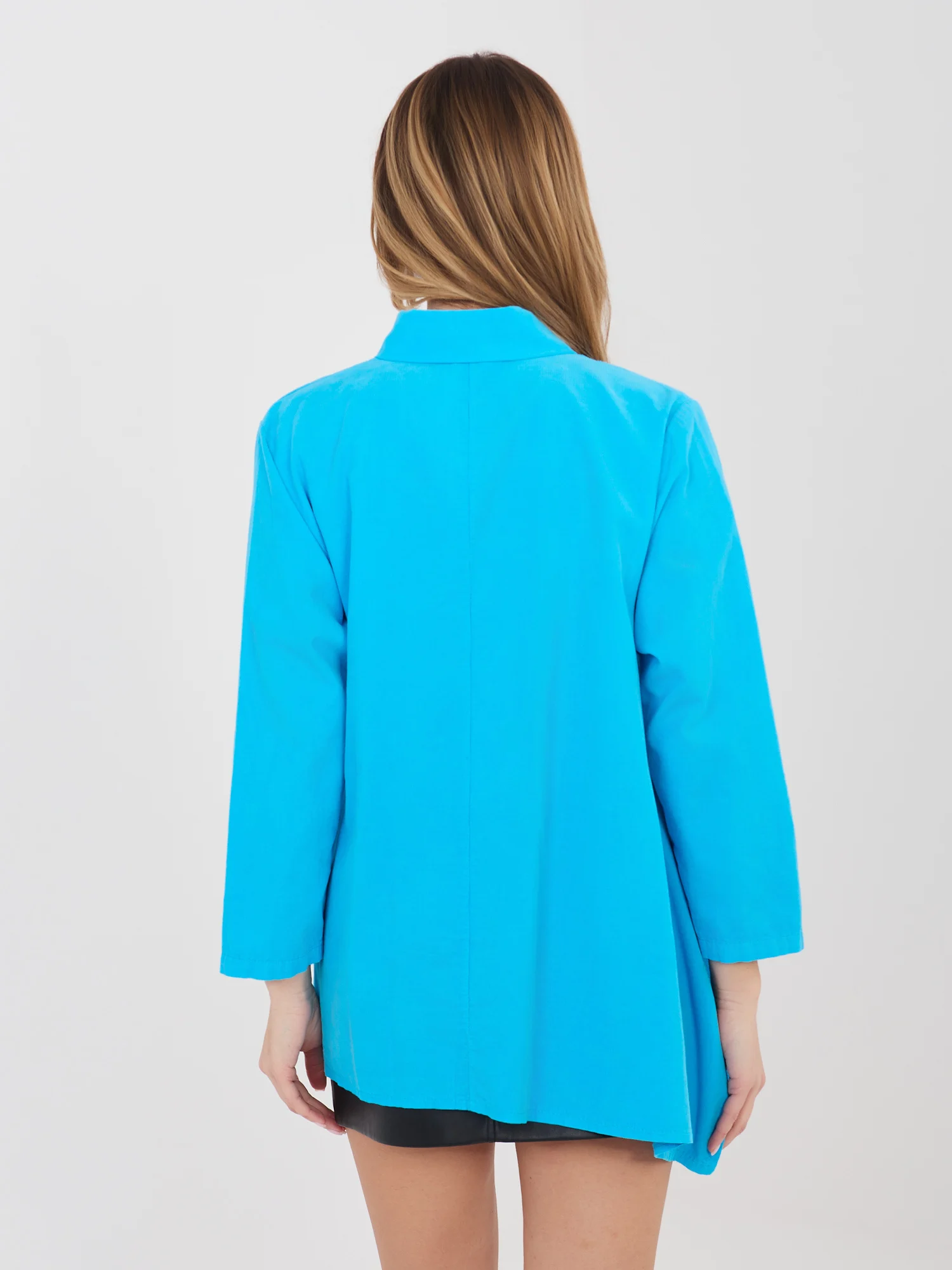 Camasa Dama Maneca lunga, Guler inalt, RUE PARIS, Albastru Eleganta Office - imagine 2