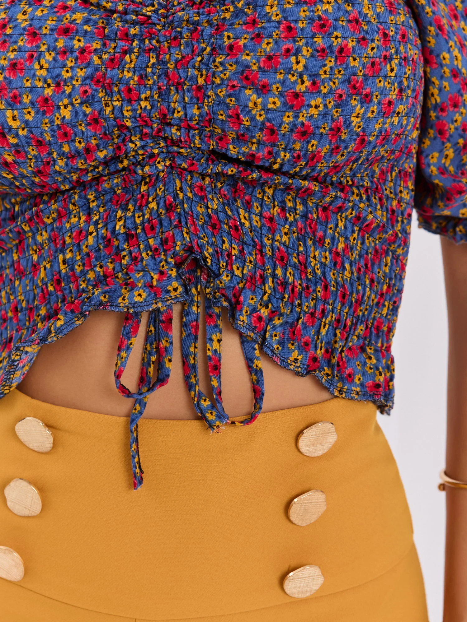 Bluza Dama Mini, Floral, RUE PARIS, Albastru Casual - imagine 2