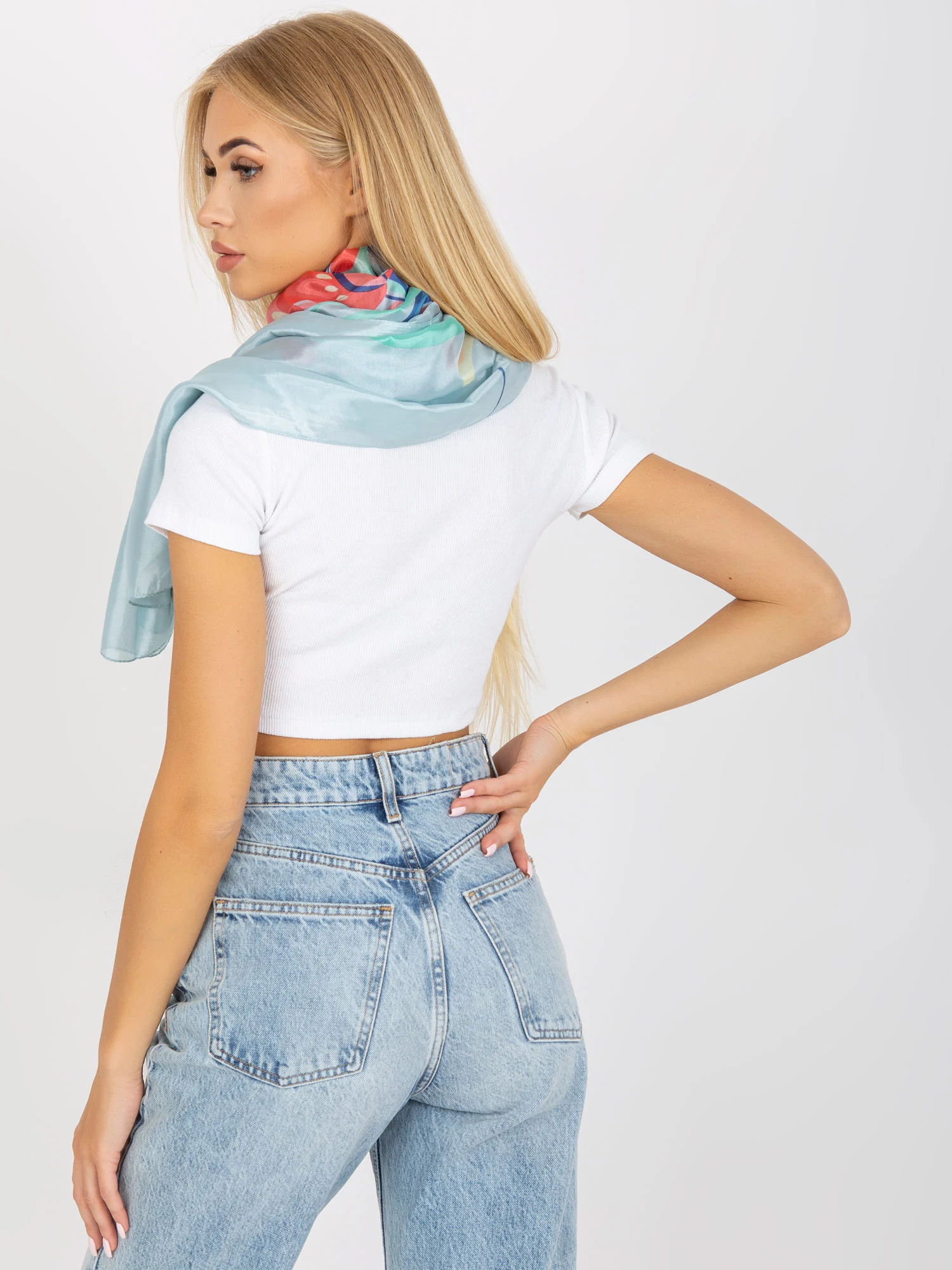 Bandana Dama Imprimat, Poliester, Fashion Hunters, Albastru - imagine 4
