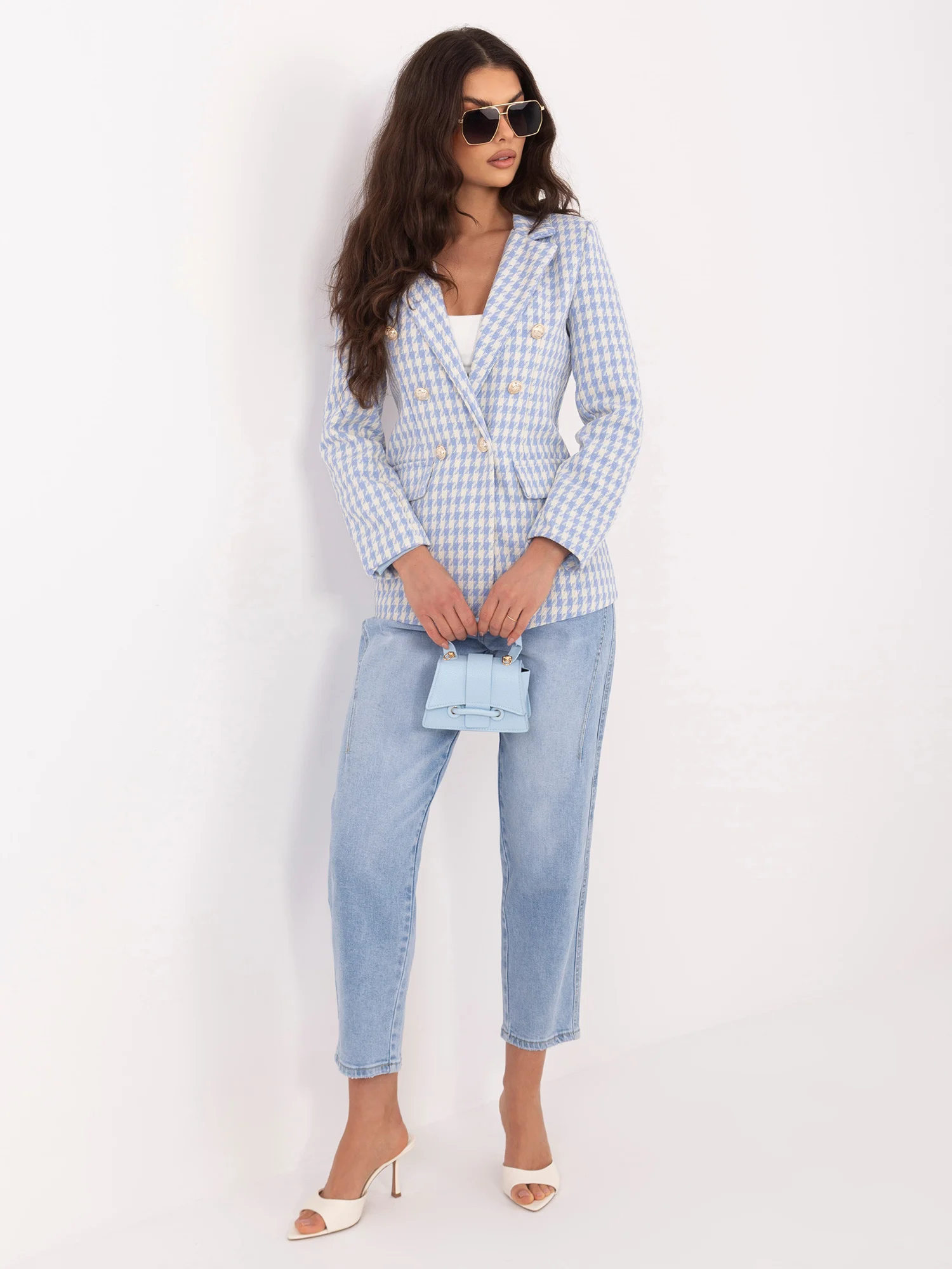 Sacou Dama Maneca lunga, Imprimat, ITALY MODA, Albastru de Vara - imagine 6