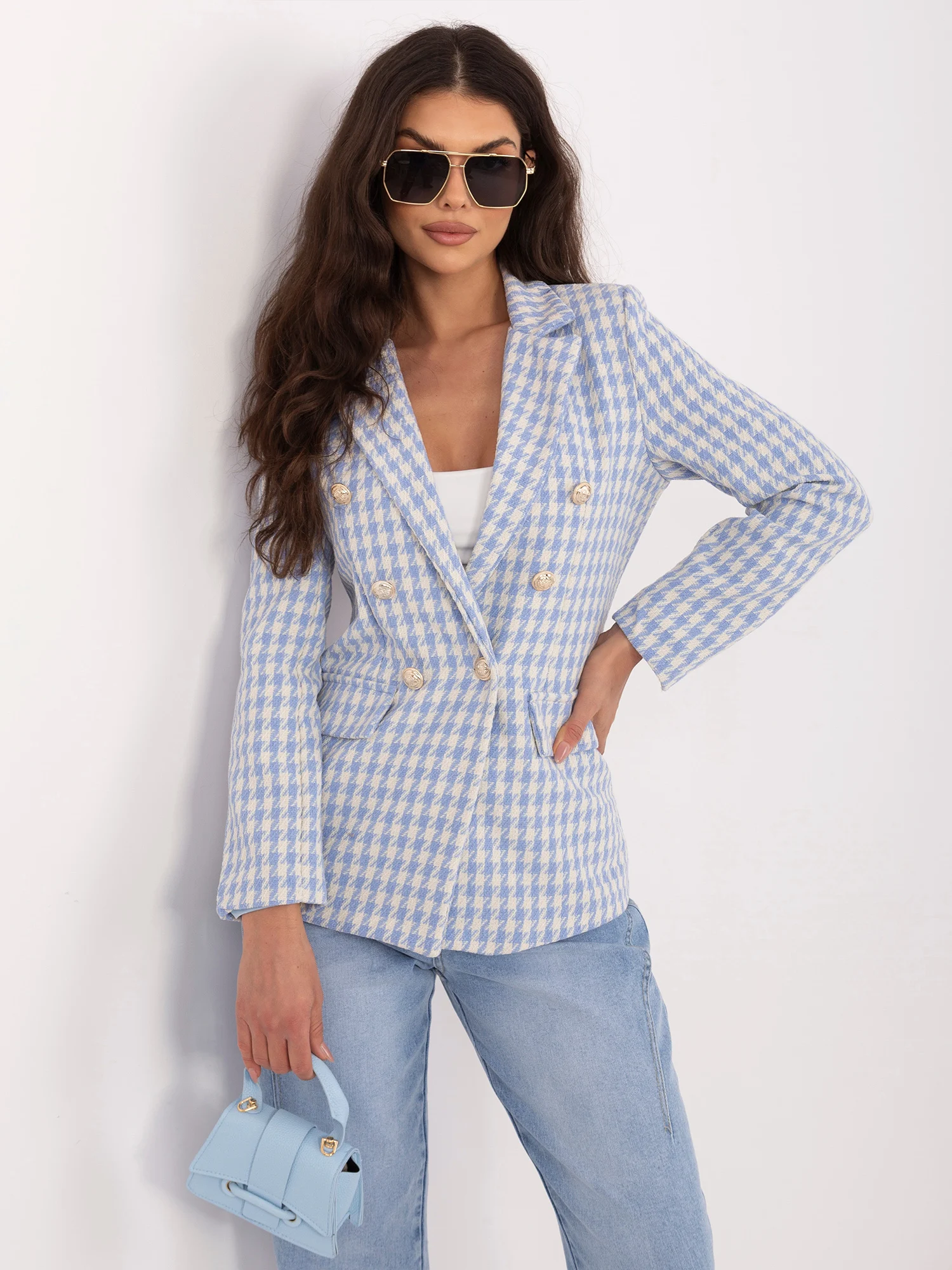 Sacou Dama Maneca lunga, Imprimat, ITALY MODA, Albastru de Vara - imagine 3