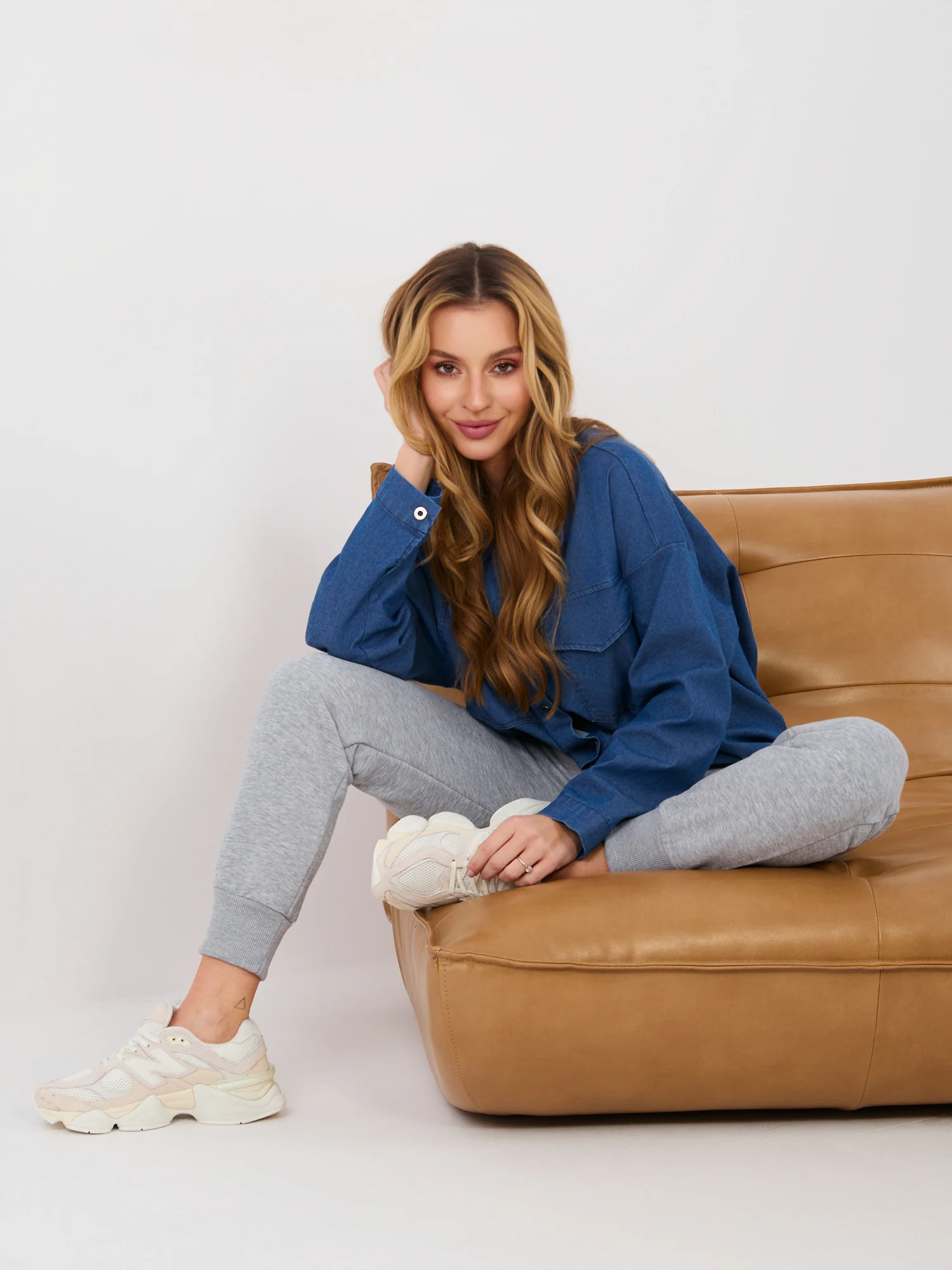 Camasa Dama Mini, Decolteu cu guler, RUE PARIS, Albastru Casual - imagine 7