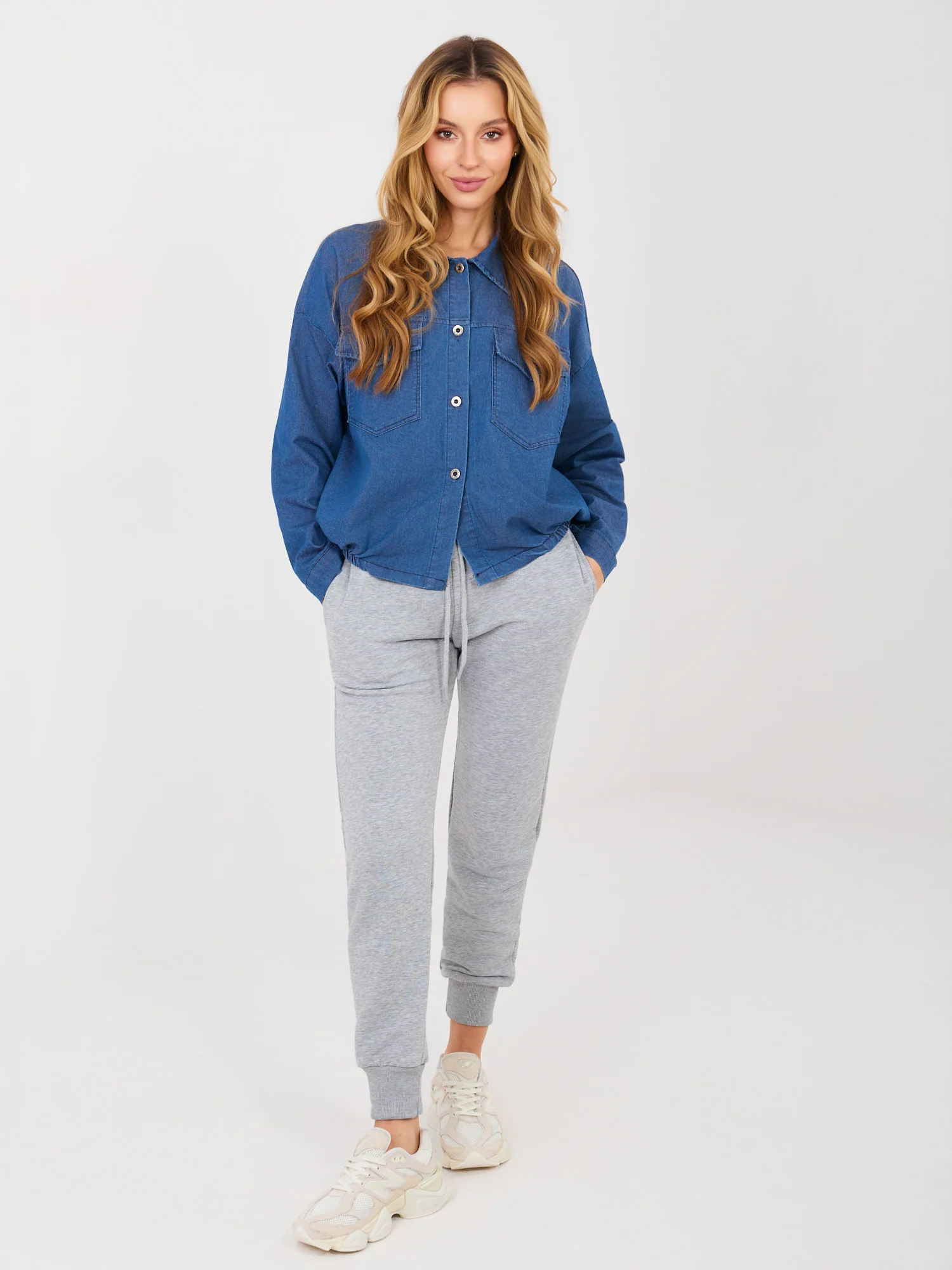 Camasa Dama Mini, Decolteu cu guler, RUE PARIS, Albastru Casual - imagine 2