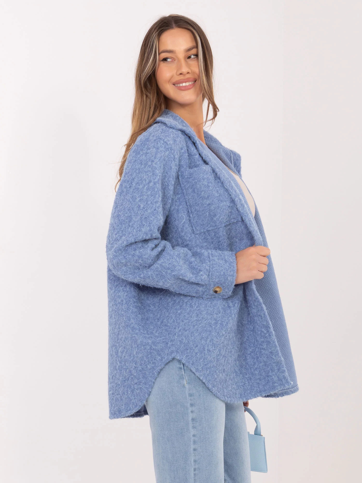Jacheta Dama Maneca lunga, Guler inalt, RUE PARIS, Albastru de Vara - imagine 6