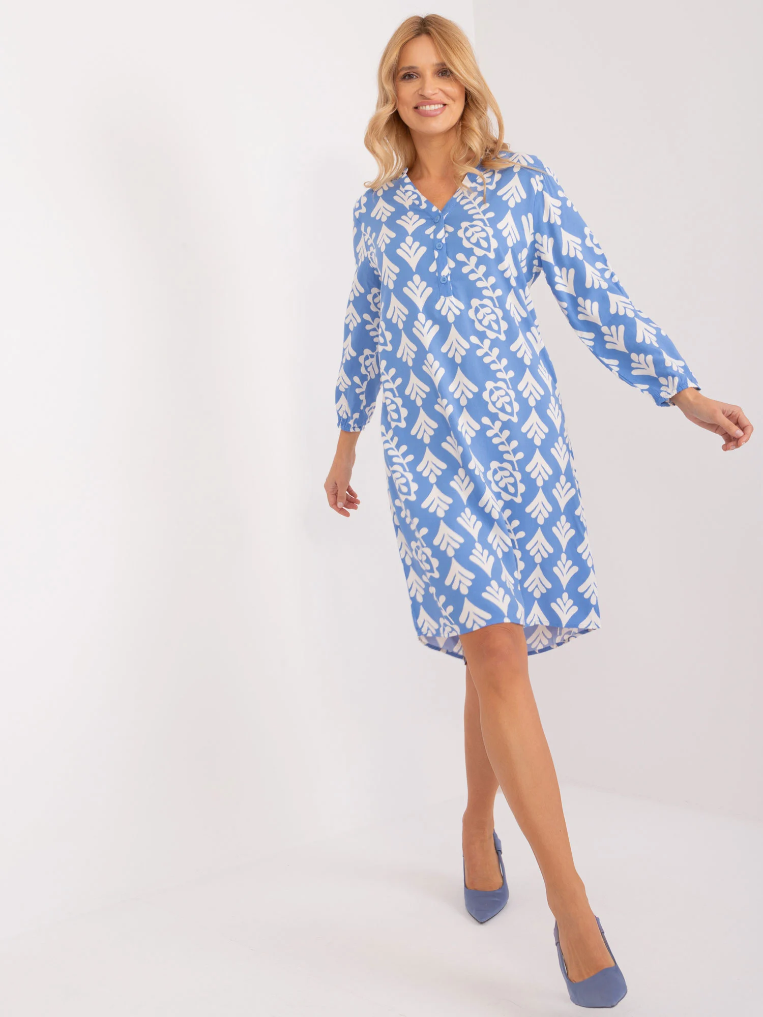 Rochie Dama Maxi, Rochie dreapta, Sublevel, Albastru de Vara - Image 4