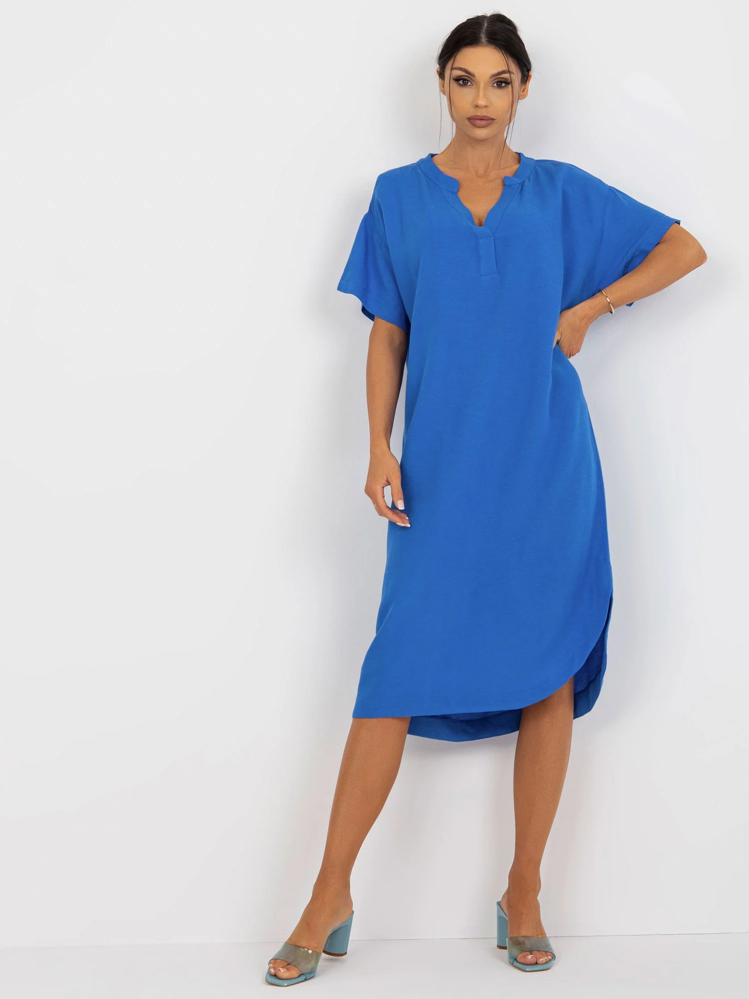 Rochie Dama Midi, Oversize, Och Bella, Albastru de Vara - Image 2