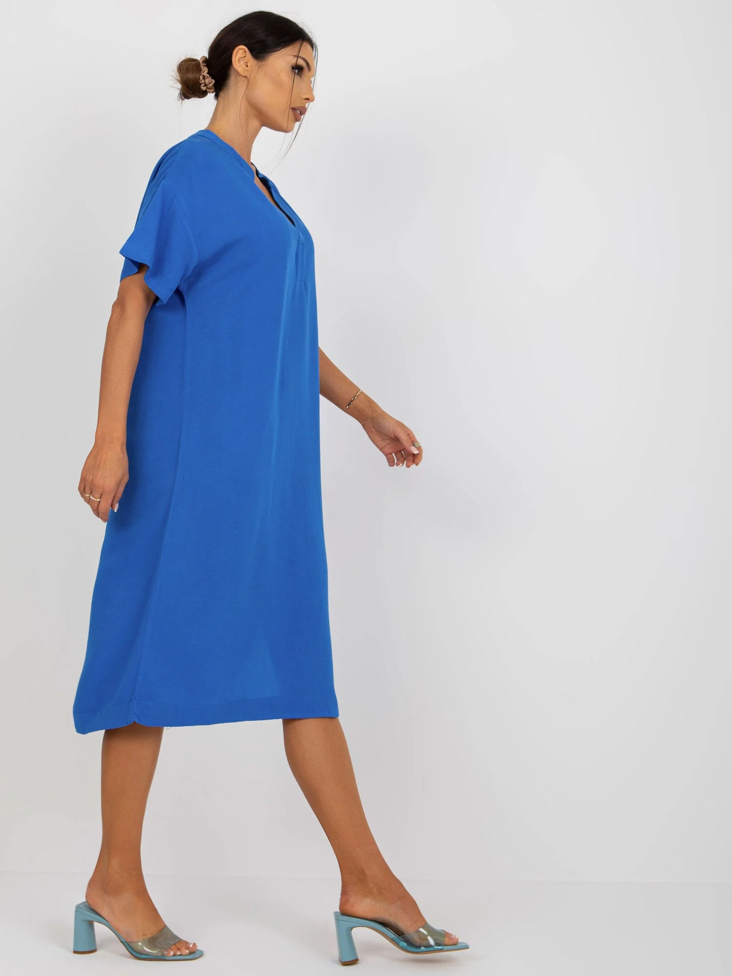 Rochie Dama Midi, Oversize, Och Bella, Albastru de Vara - Image 4
