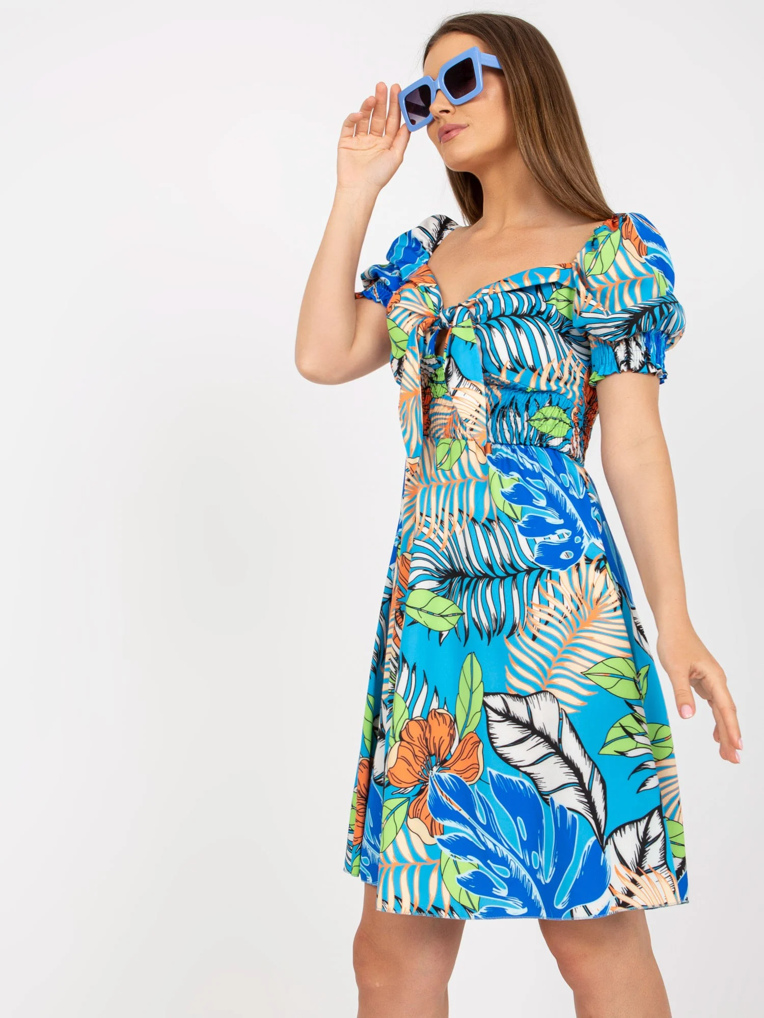 Rochie Dama Mini, Imprimat, ITALY MODA, Albastru de Vara - imagine 2
