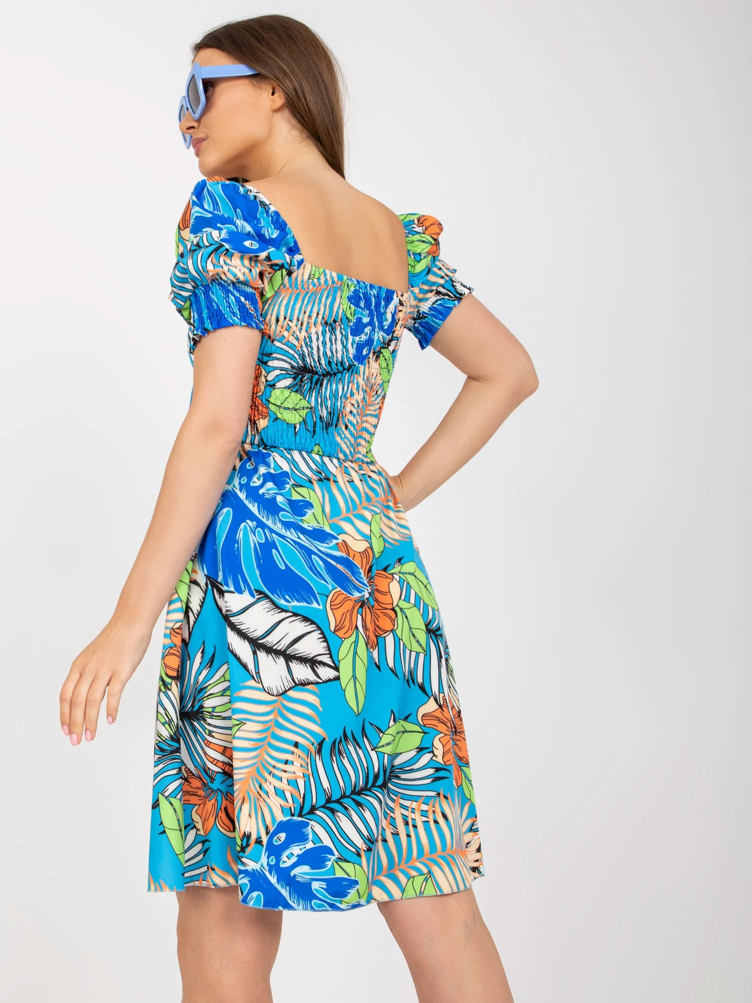 Rochie Dama Mini, Imprimat, ITALY MODA, Albastru de Vara - imagine 5