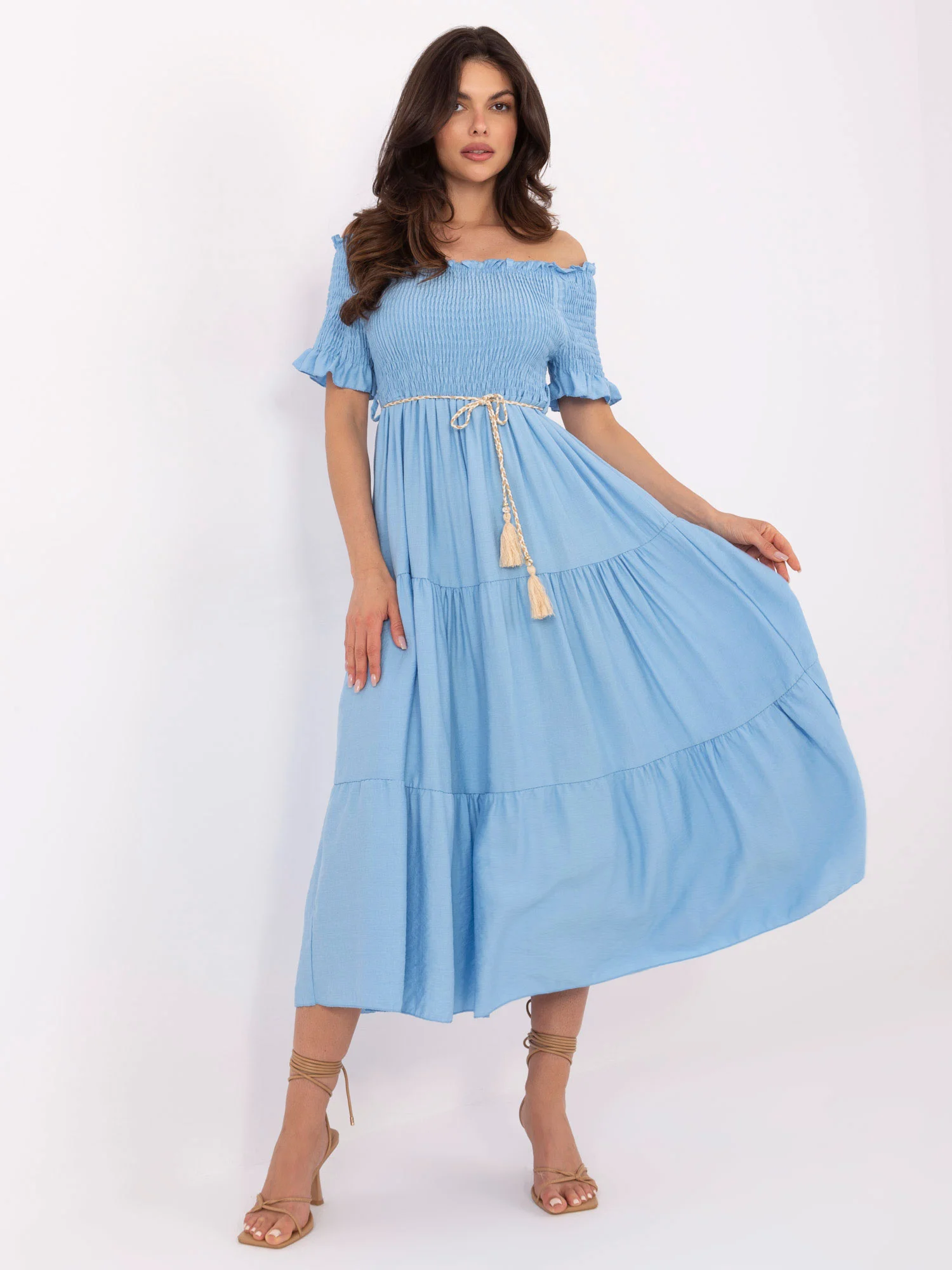Rochie Dama Midi, Lejera, ITALY MODA, Albastru de Vara - Image 2