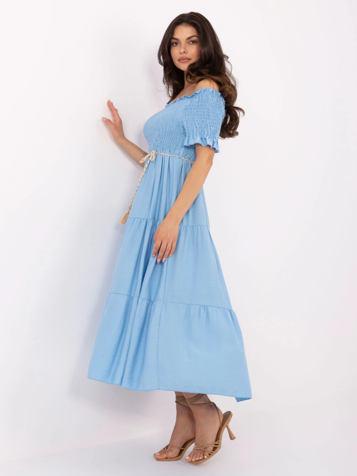 Rochie Dama Midi, Lejera, ITALY MODA, Albastru de Vara - Image 3