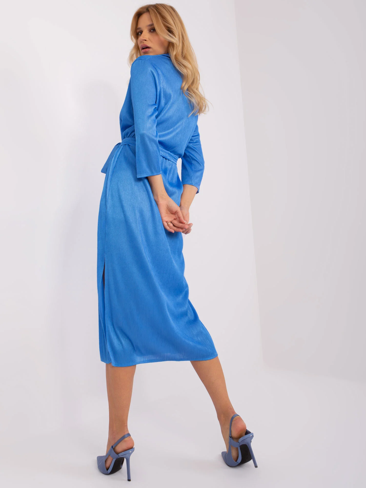 Rochie Dama Midi, Dungi, LAKERTA, Albastru de Sarbatori - Image 6