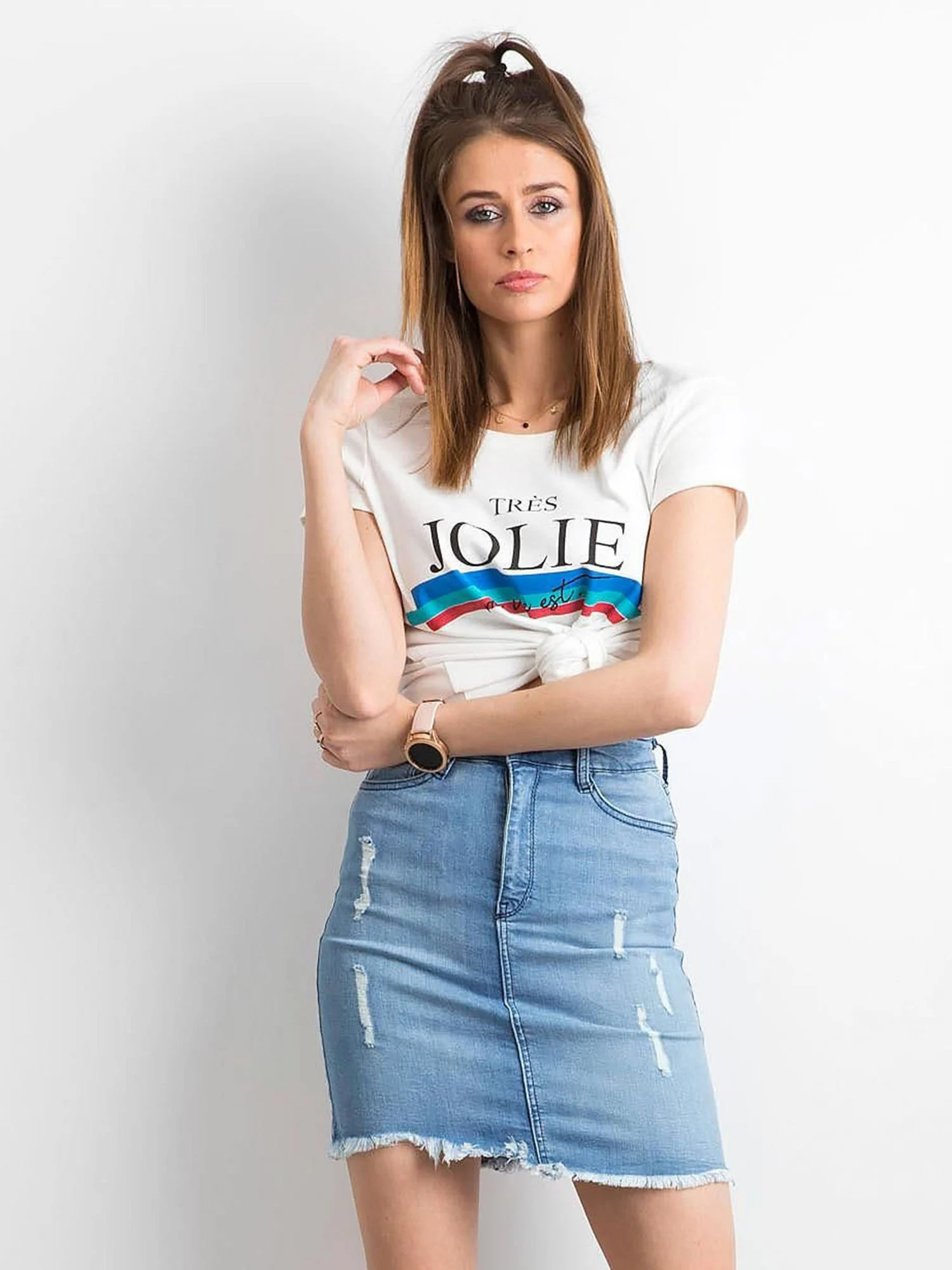 Fusta Dama Mini, Bumbac, Daysie, Albastru Casual - imagine 6