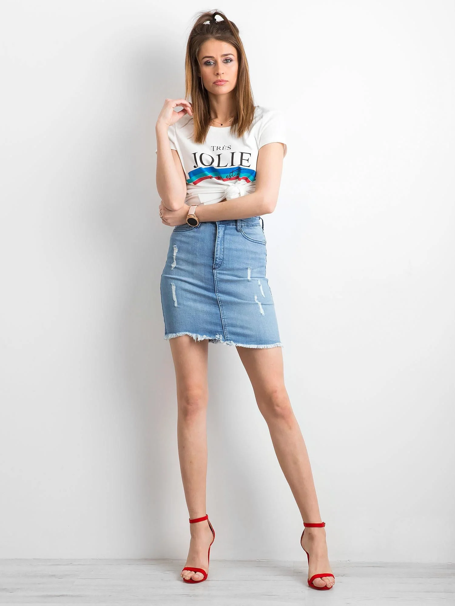Fusta Dama Mini, Bumbac, Daysie, Albastru Casual - imagine 4