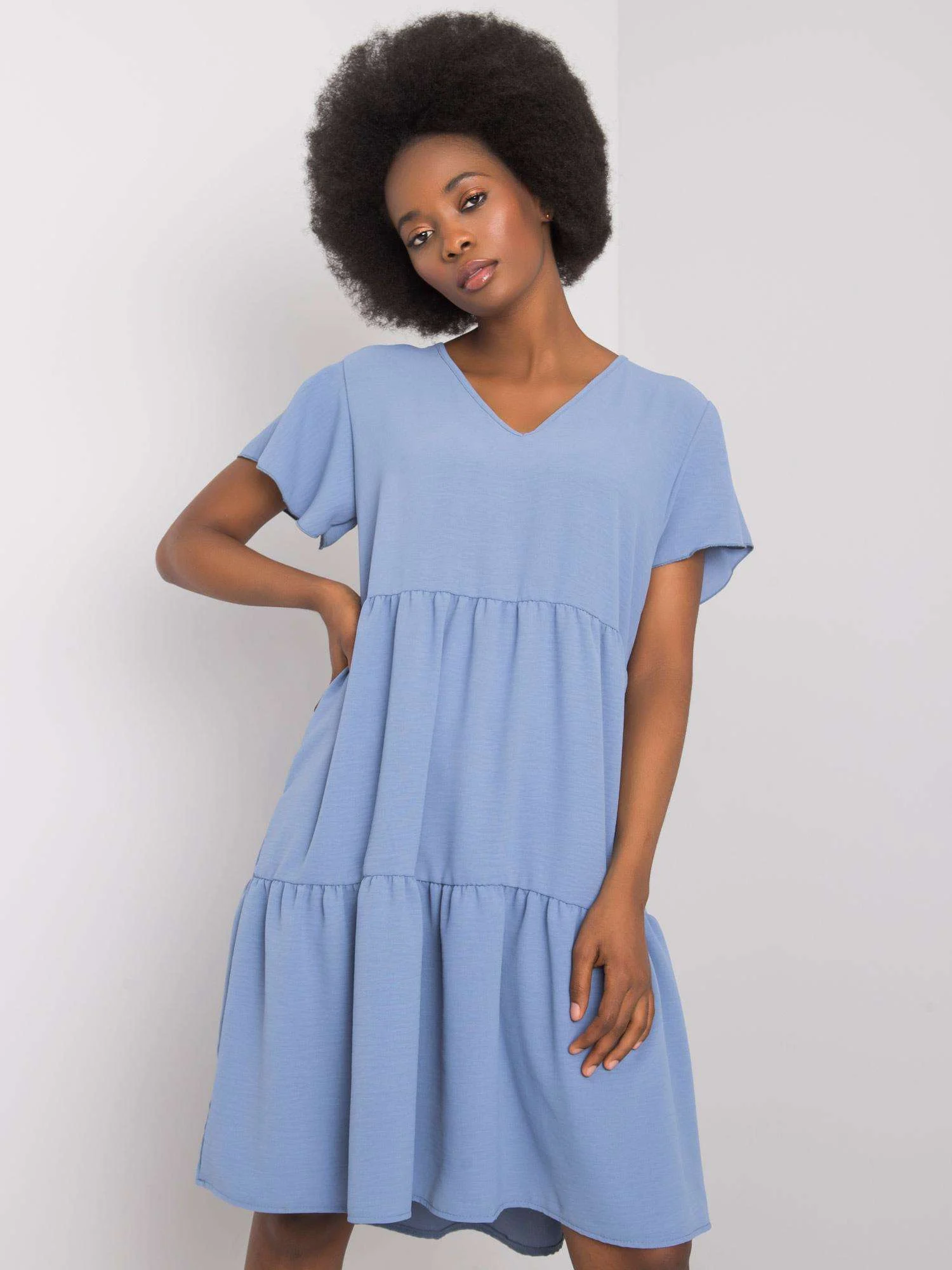Rochie Dama Mini, Decolteu in V, RUE PARIS, Albastru de Ocazie Nunta - imagine 5