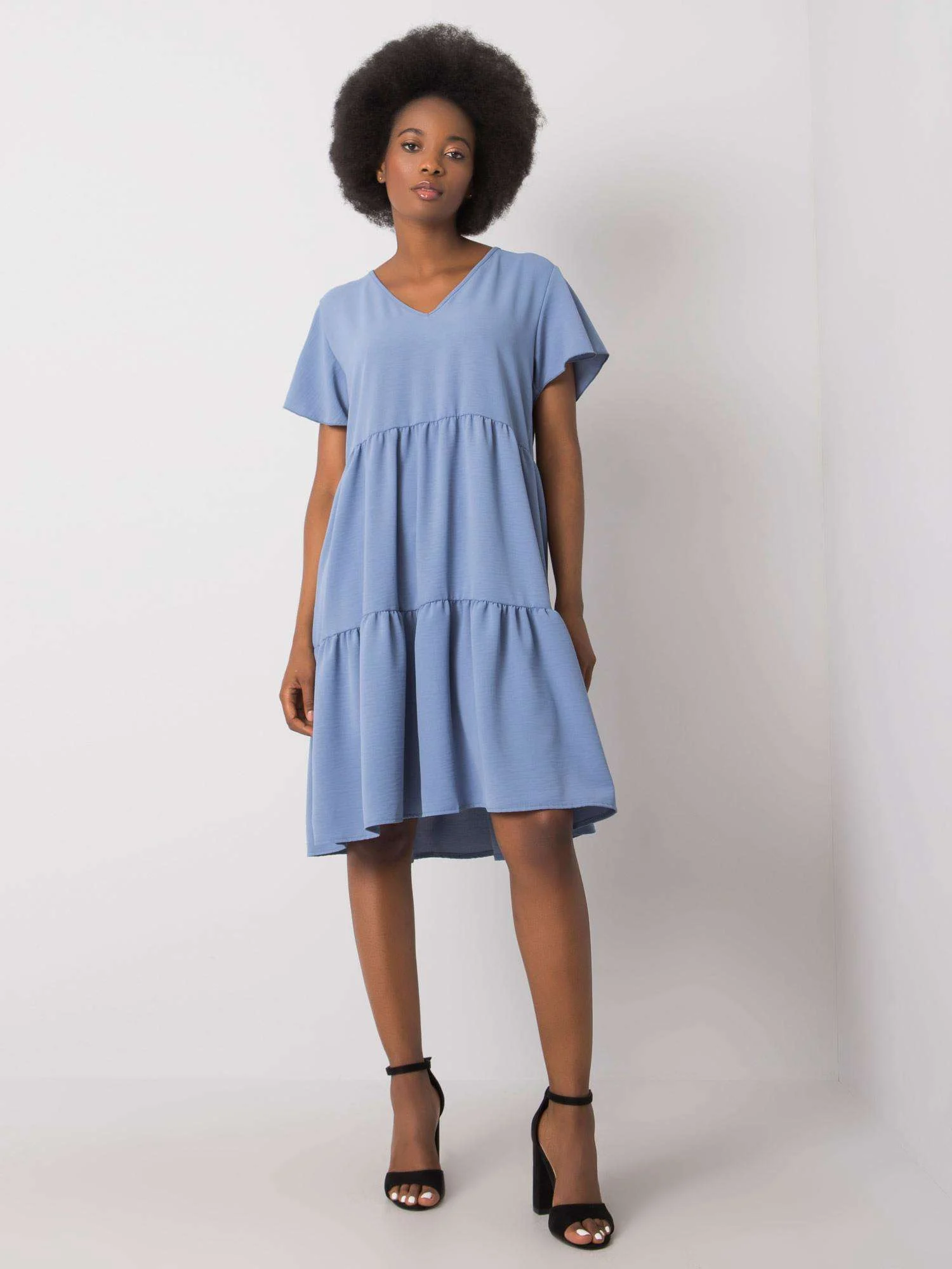 Rochie Dama Mini, Decolteu in V, RUE PARIS, Albastru de Ocazie Nunta - imagine 2