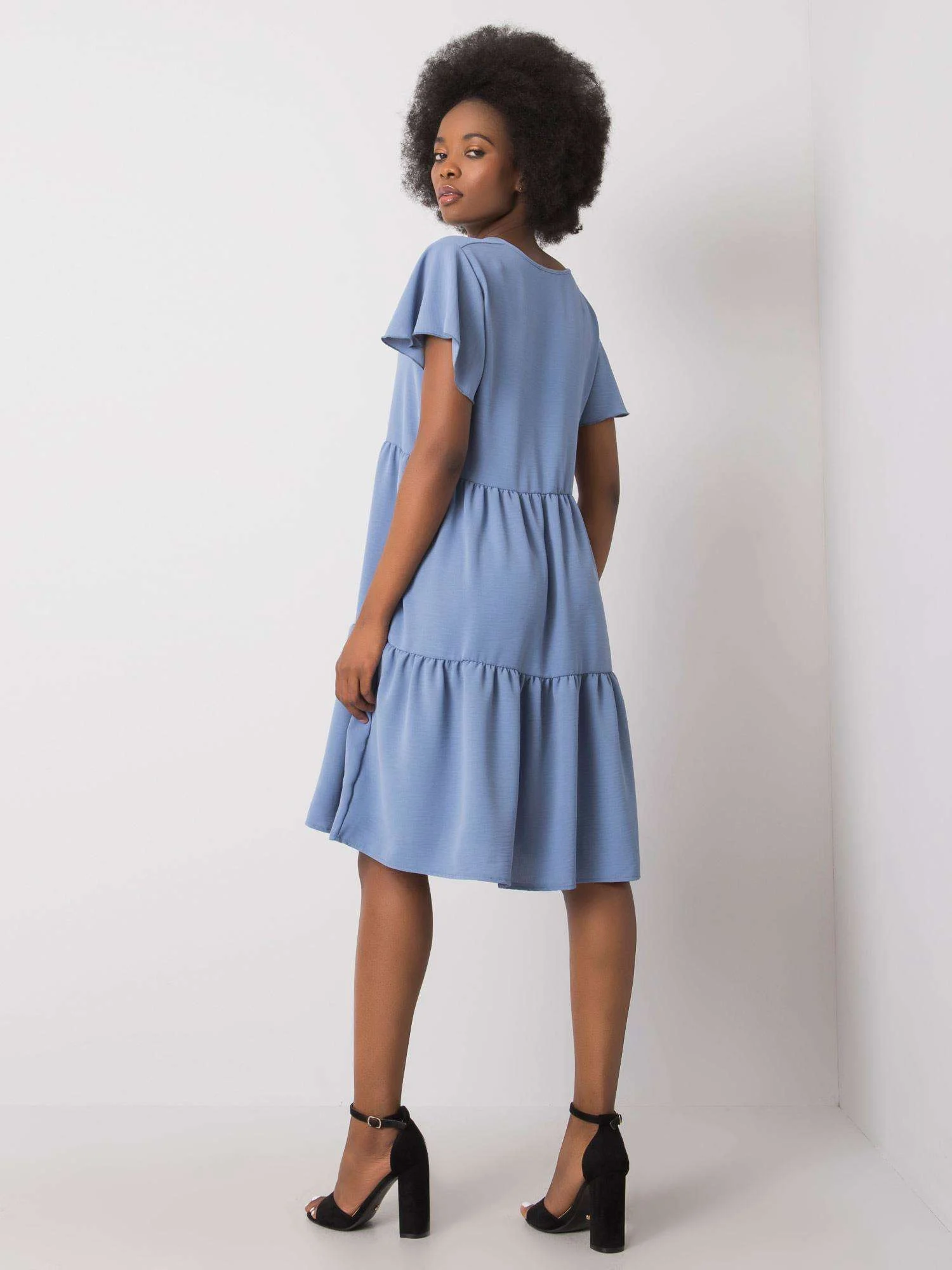 Rochie Dama Mini, Decolteu in V, RUE PARIS, Albastru de Ocazie Nunta - imagine 3