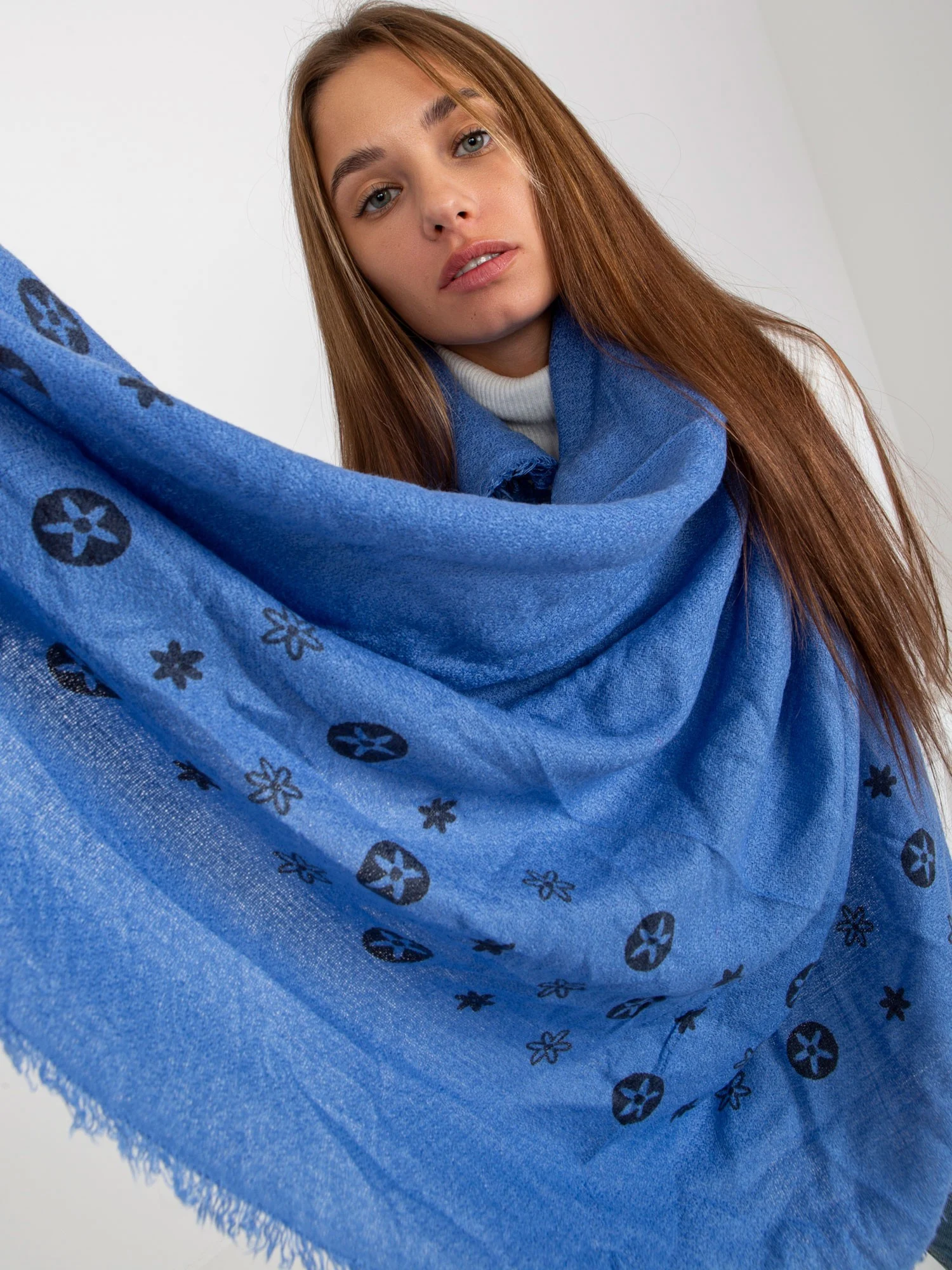 Bandana Dama Imprimat, Acril, Fashion Hunters, Albastru - imagine 4