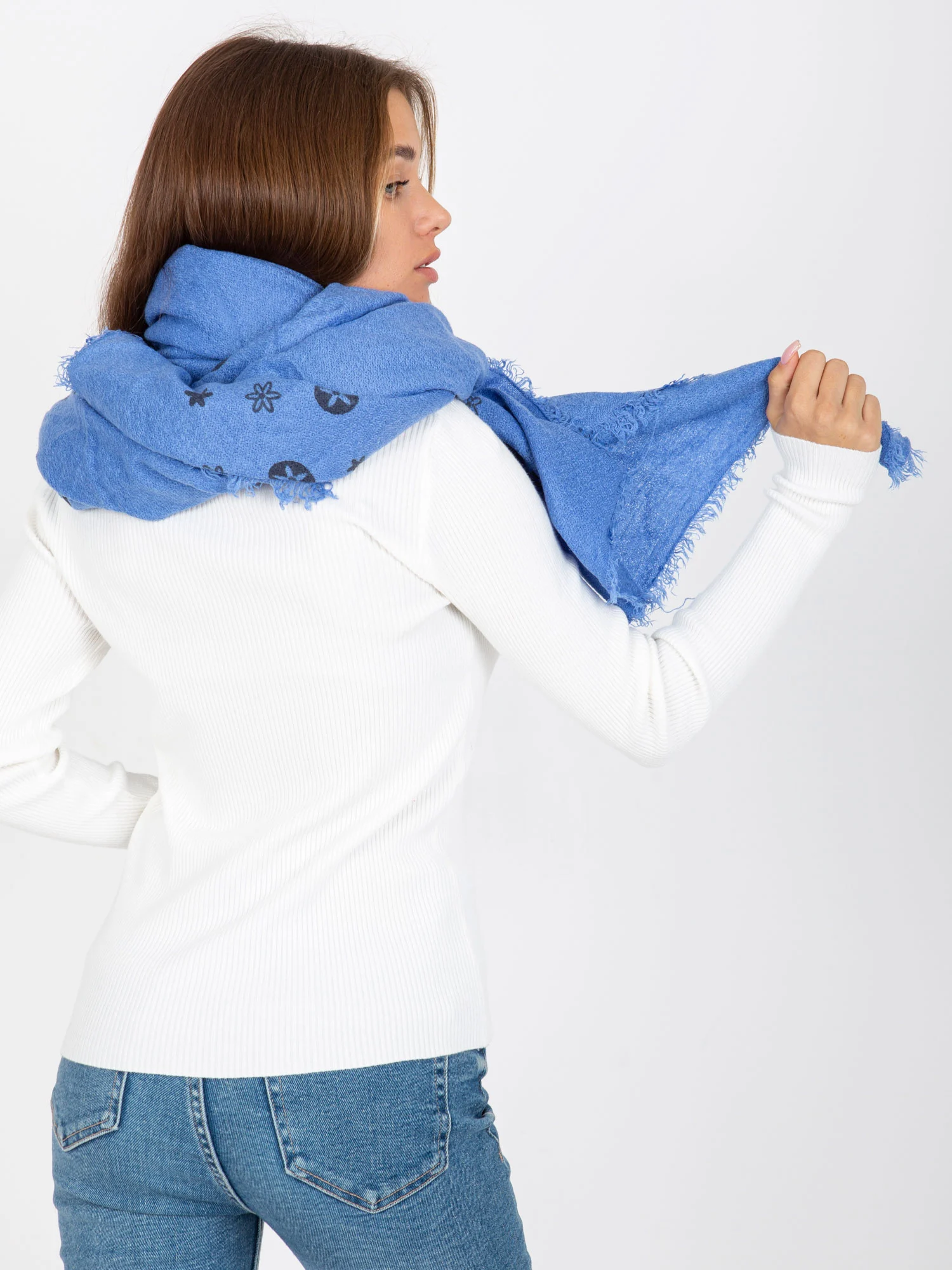 Bandana Dama Imprimat, Acril, Fashion Hunters, Albastru - imagine 6