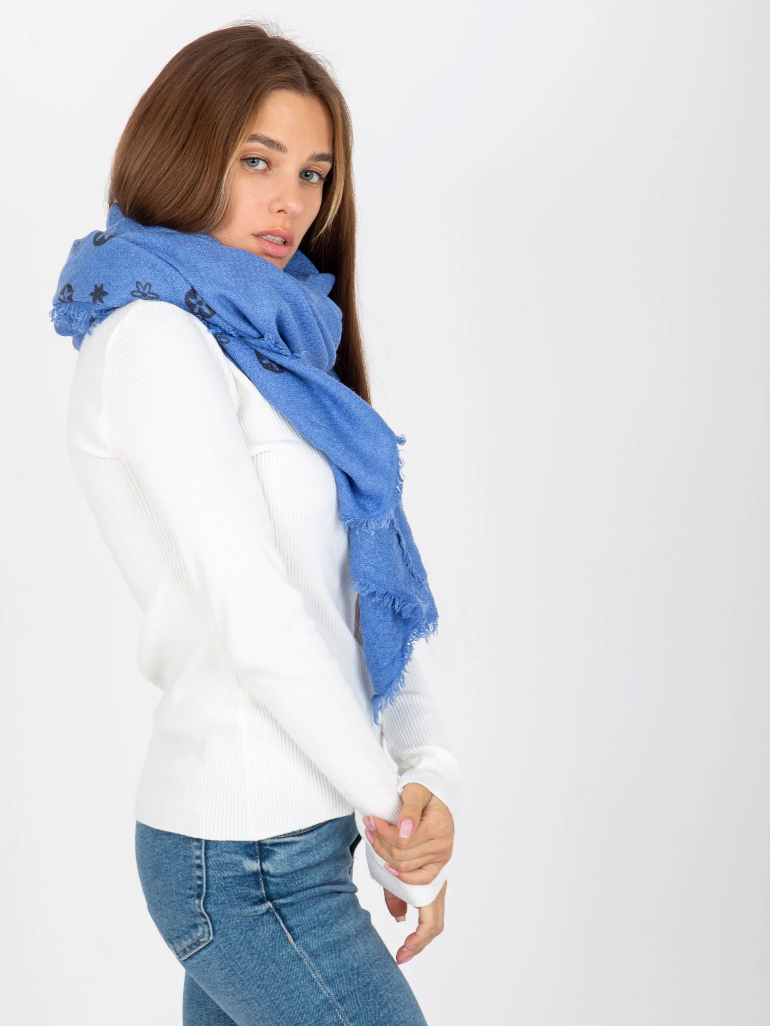 Bandana Dama Imprimat, Acril, Fashion Hunters, Albastru - imagine 3