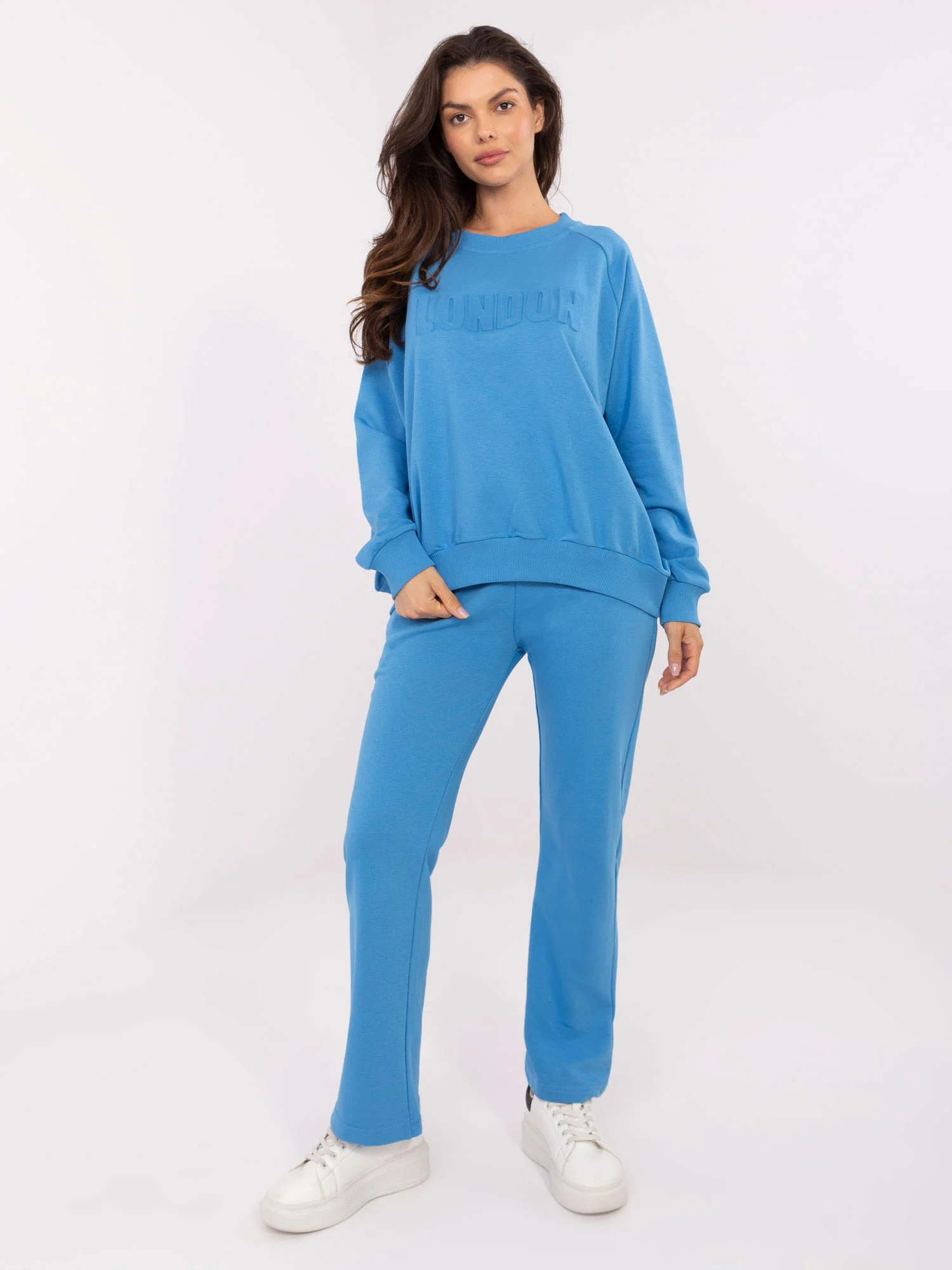 Compleu Dama Maneca lunga, Dreapta, My Red Lips, Albastru Casual - imagine 3