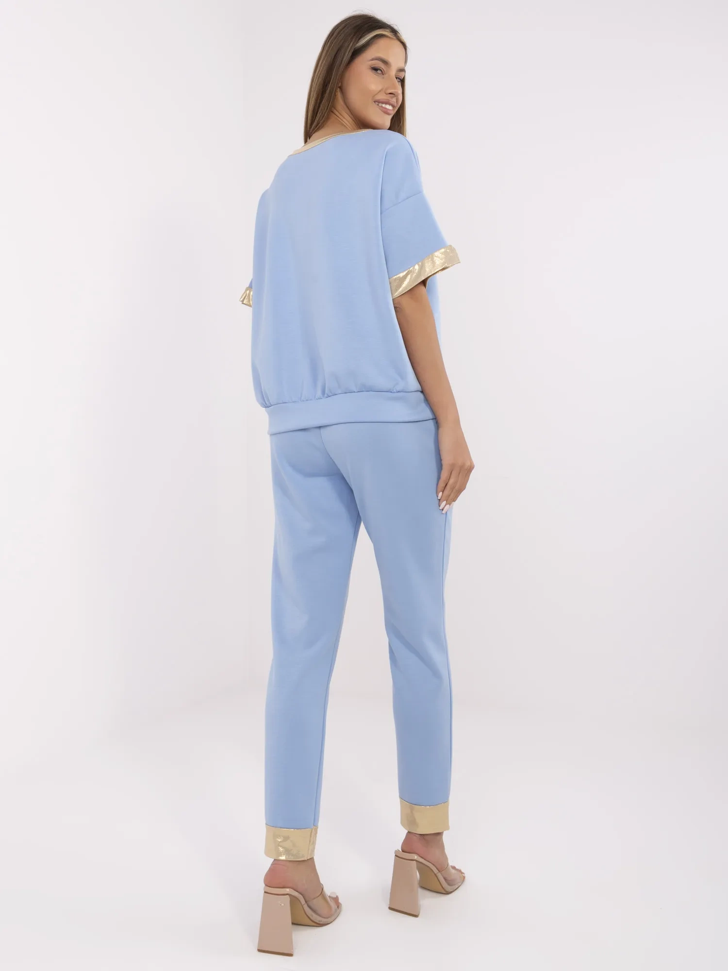 Compleu Dama Mini, Mansete elastice, ITALY MODA, Albastru Casual - imagine 2