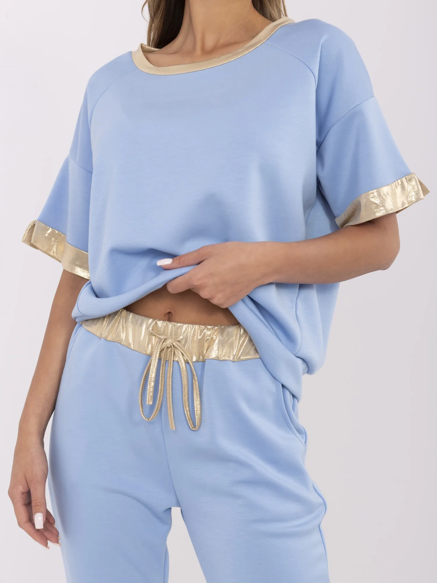 Compleu Dama Mini, Mansete elastice, ITALY MODA, Albastru Casual - imagine 5