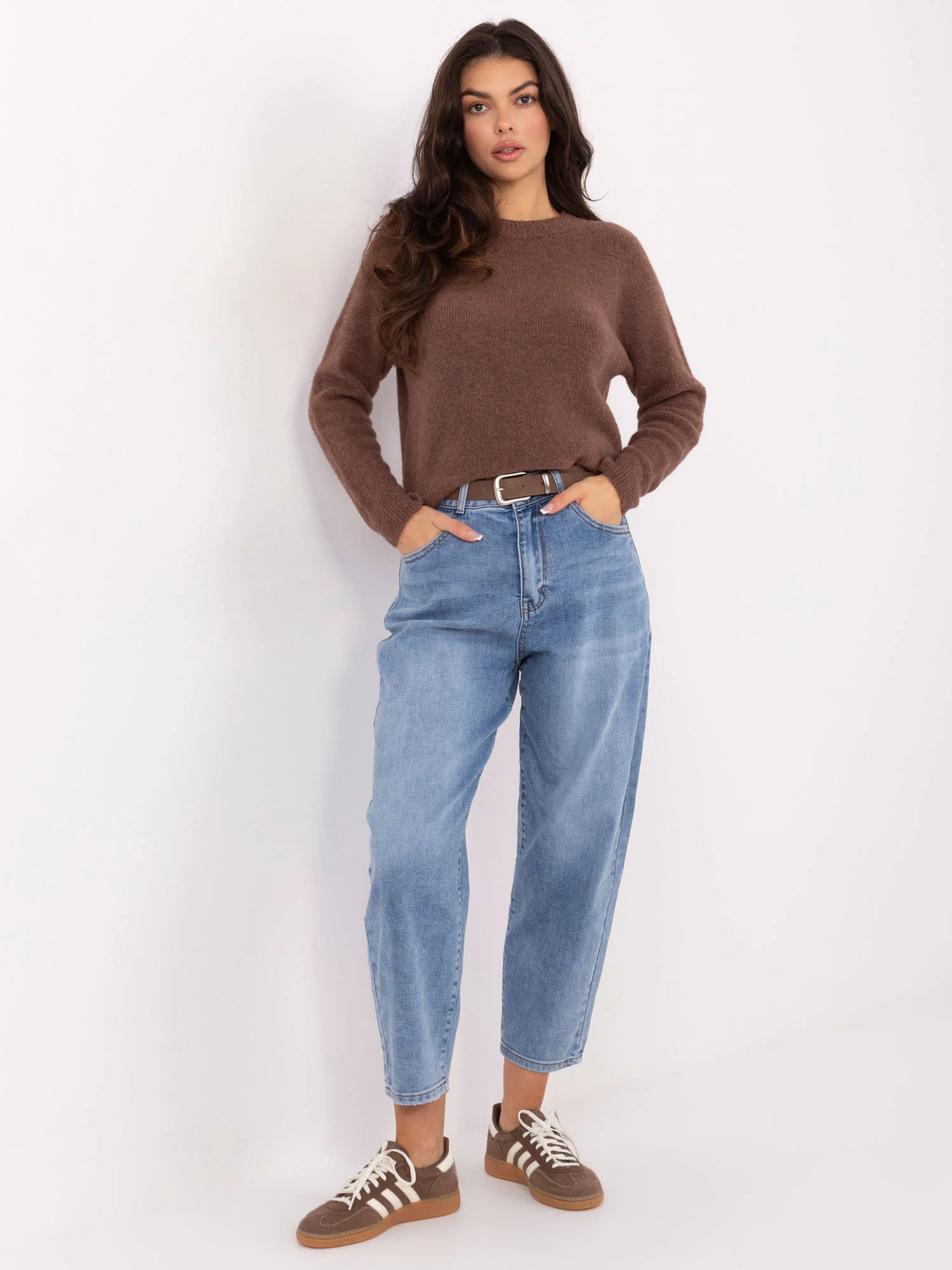Blugi Dama Conica, Guler inalt, M.SARA JEANS, Albastru Casual - imagine 2
