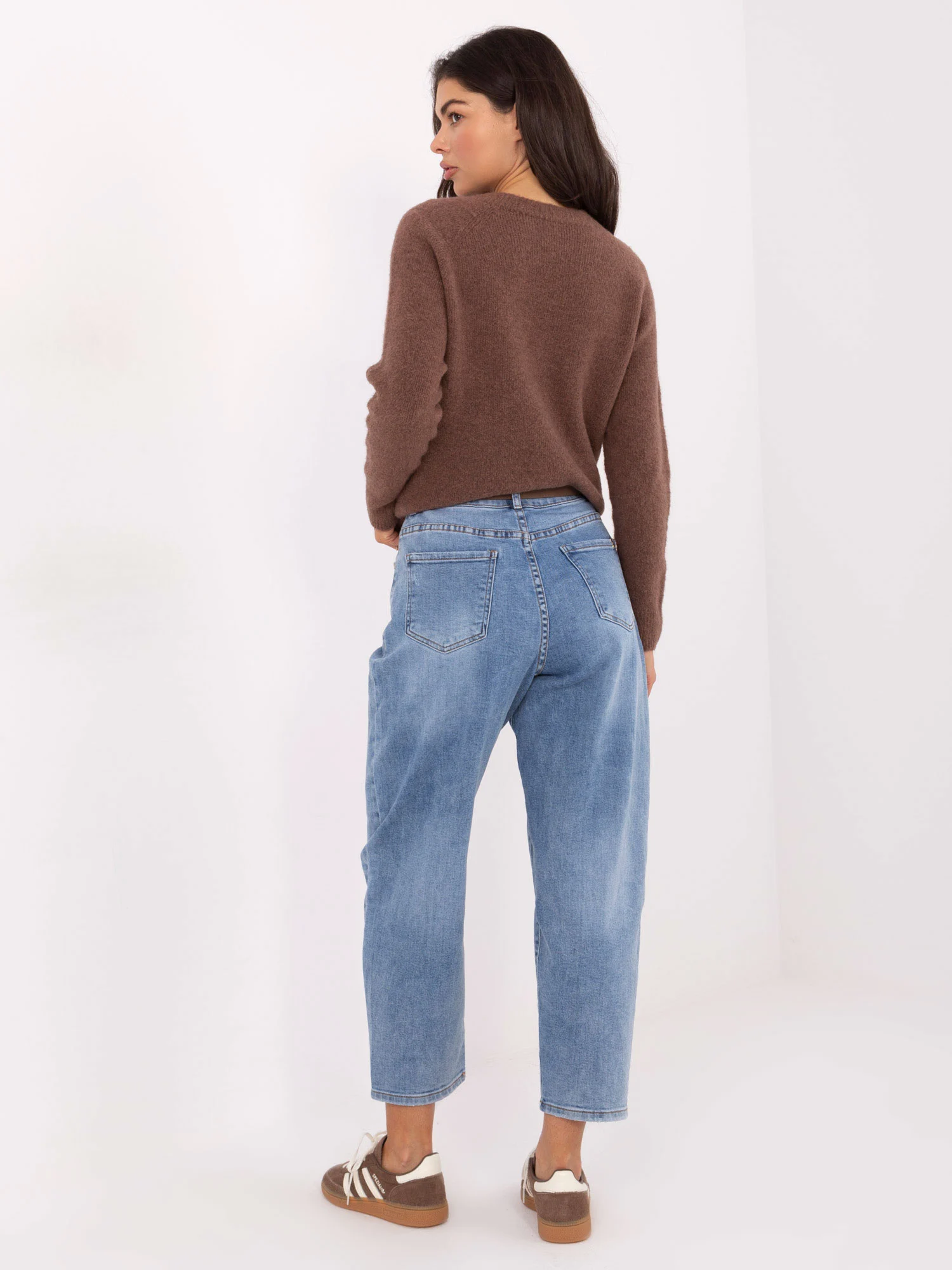 Blugi Dama Conica, Guler inalt, M.SARA JEANS, Albastru Casual - imagine 3