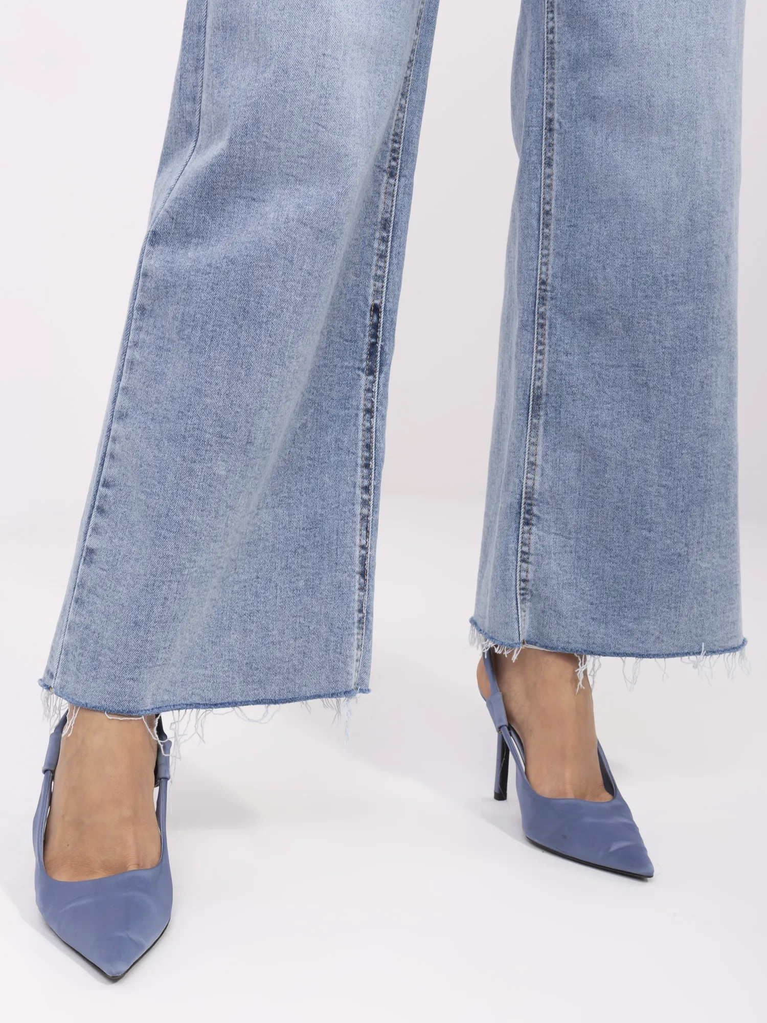 Blugi Dama Larga, Guler inalt, LAULIA, Albastru Casual - imagine 2