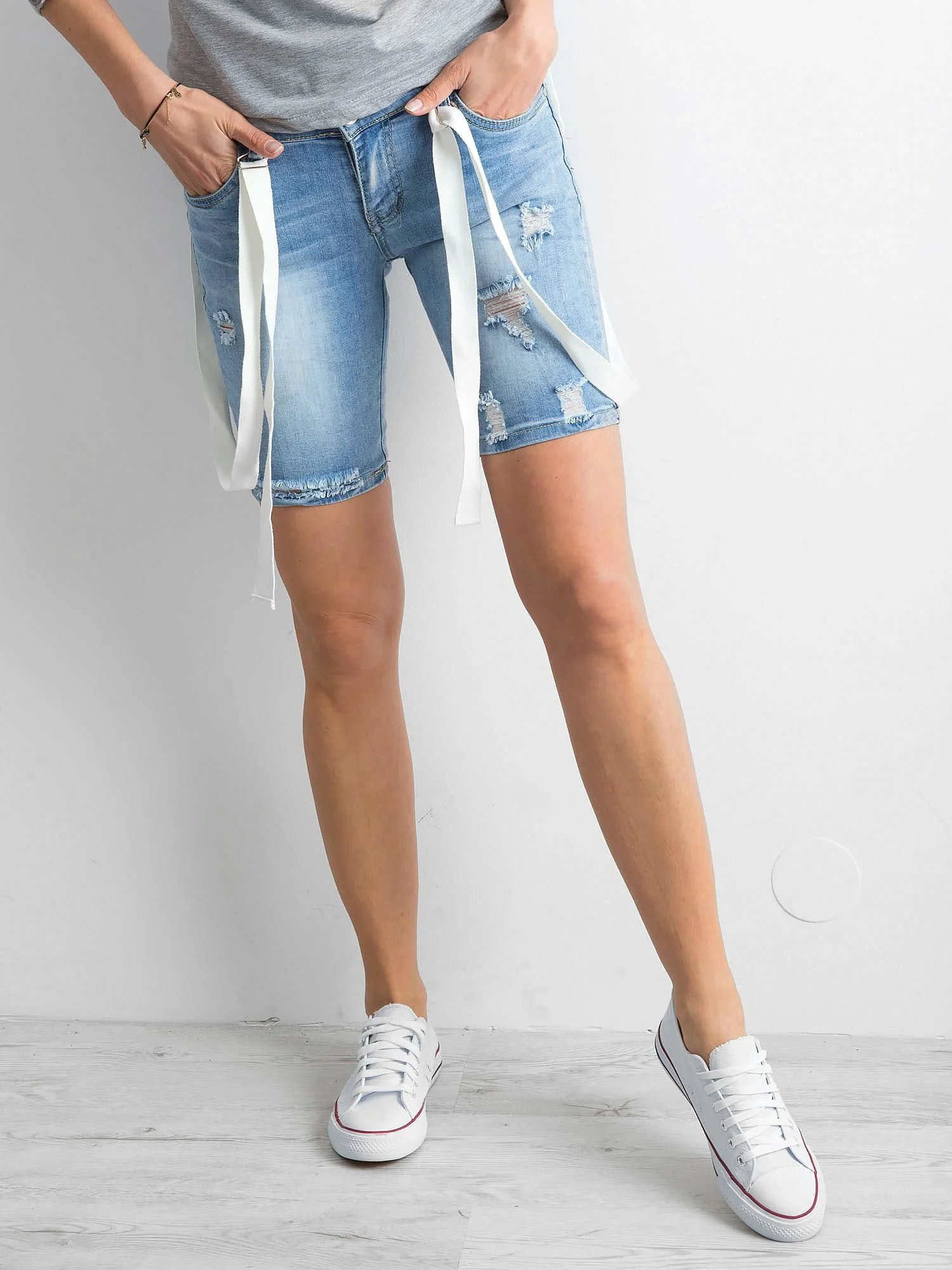 Pantaloni Scurti Dama Dreapta, Bumbac, Gourd, Albastru Casual - imagine 6