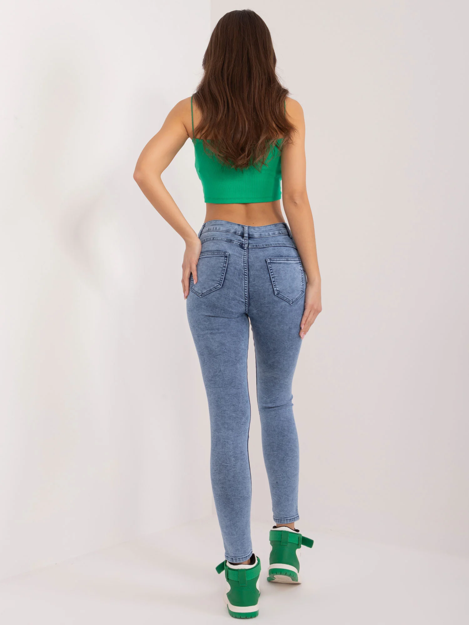 Blugi Dama Conica, Guler inalt, Only One Day Jack Berry, Albastru Eleganta Office - imagine 3